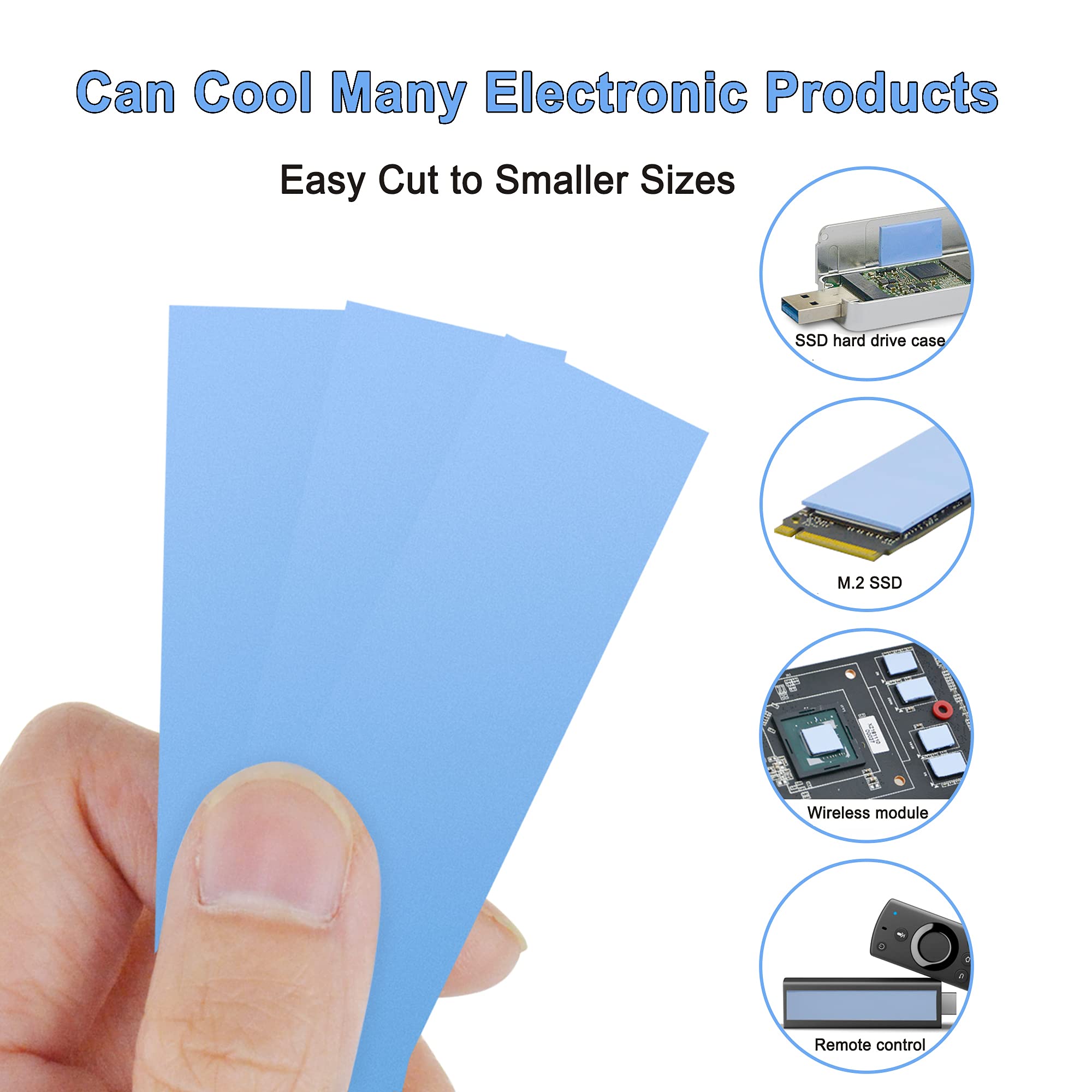 A Adwits [ 6 Pack ] Thermal Conductive Silicone Pads, Soft Safe Simple To Apply For Ssd Cpu Gpu Led Ic Chipset Cooling  Blue