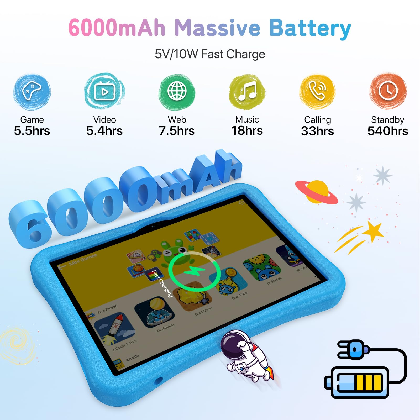 Umidigi G5 Tab Kids Tablet, Android 13, 128Gb, 10.1In Hd+, 4+4Gb, Sea Blue, Tablet For Child With Bluetooth, Wifi5, Parental Con