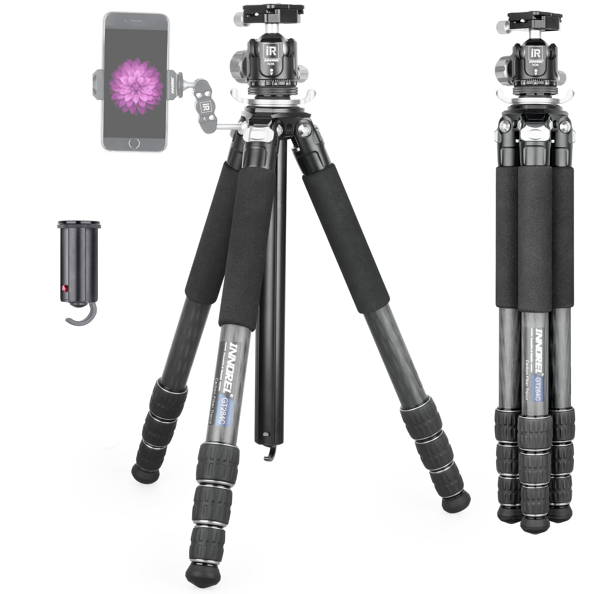 Carbon Fiber Tripod Innorel Gt284C Professional Compact Tripod For Dslr Camera Heavy Duty Stand With Low Gravity Center Ball Hea