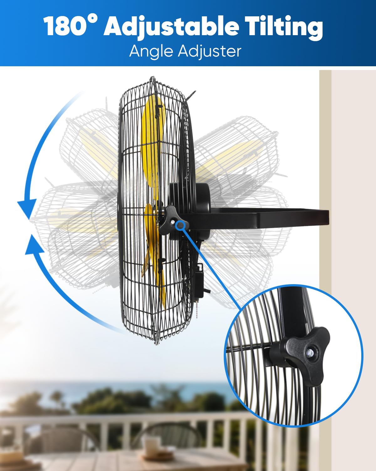 Ken Brown 20 Inch Outdoor Wall Mount Fan, 3-Speed Ipx4 Waterproof, Max. 4,650 Cfm Wall Mounted Fan For Outdoor, Commercial, Resi