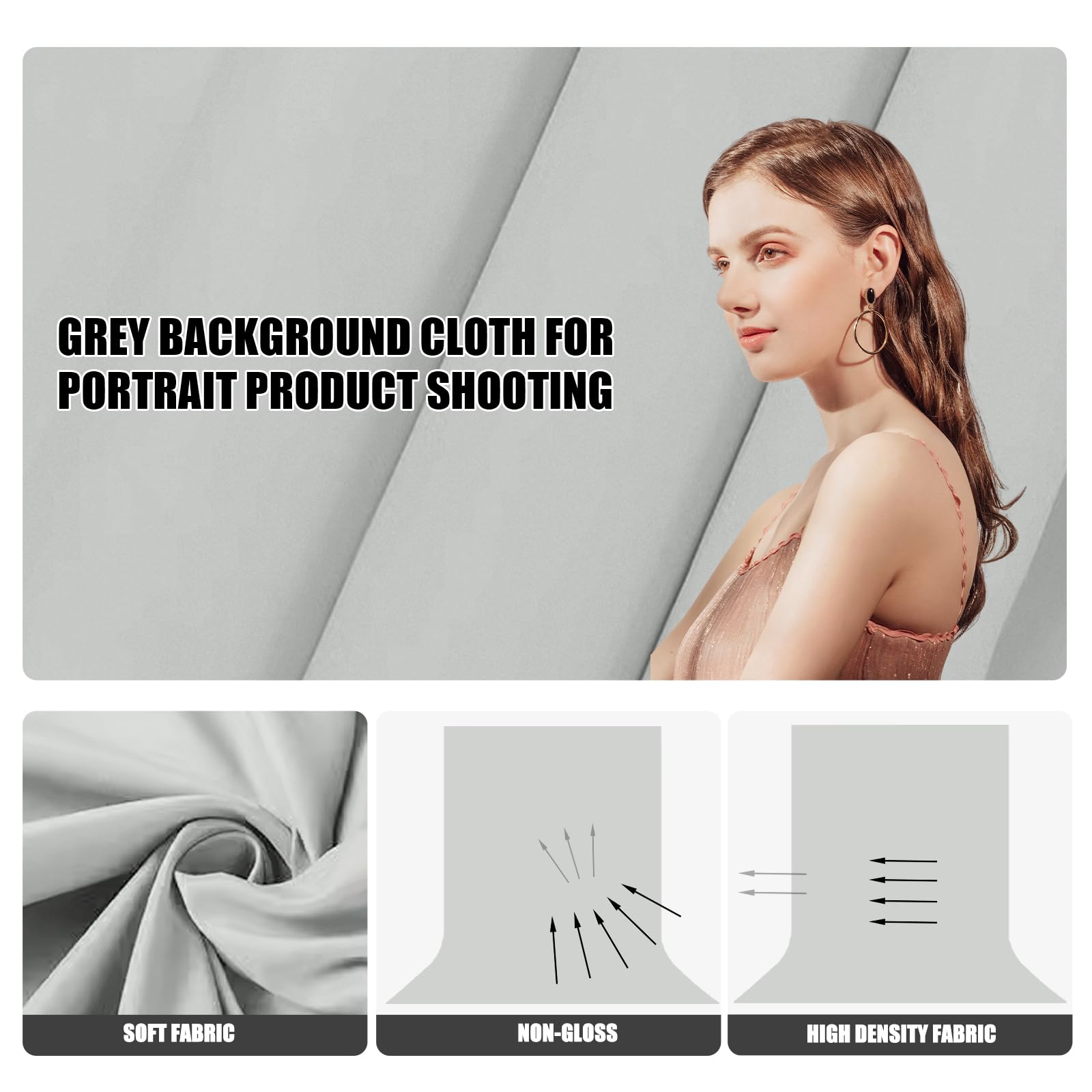 Beiyang Light Grey 10 X 20 Ft Large Screen Backdrop Cloth For Photography, Non Reflective Gray Photo Background Screen For Portr