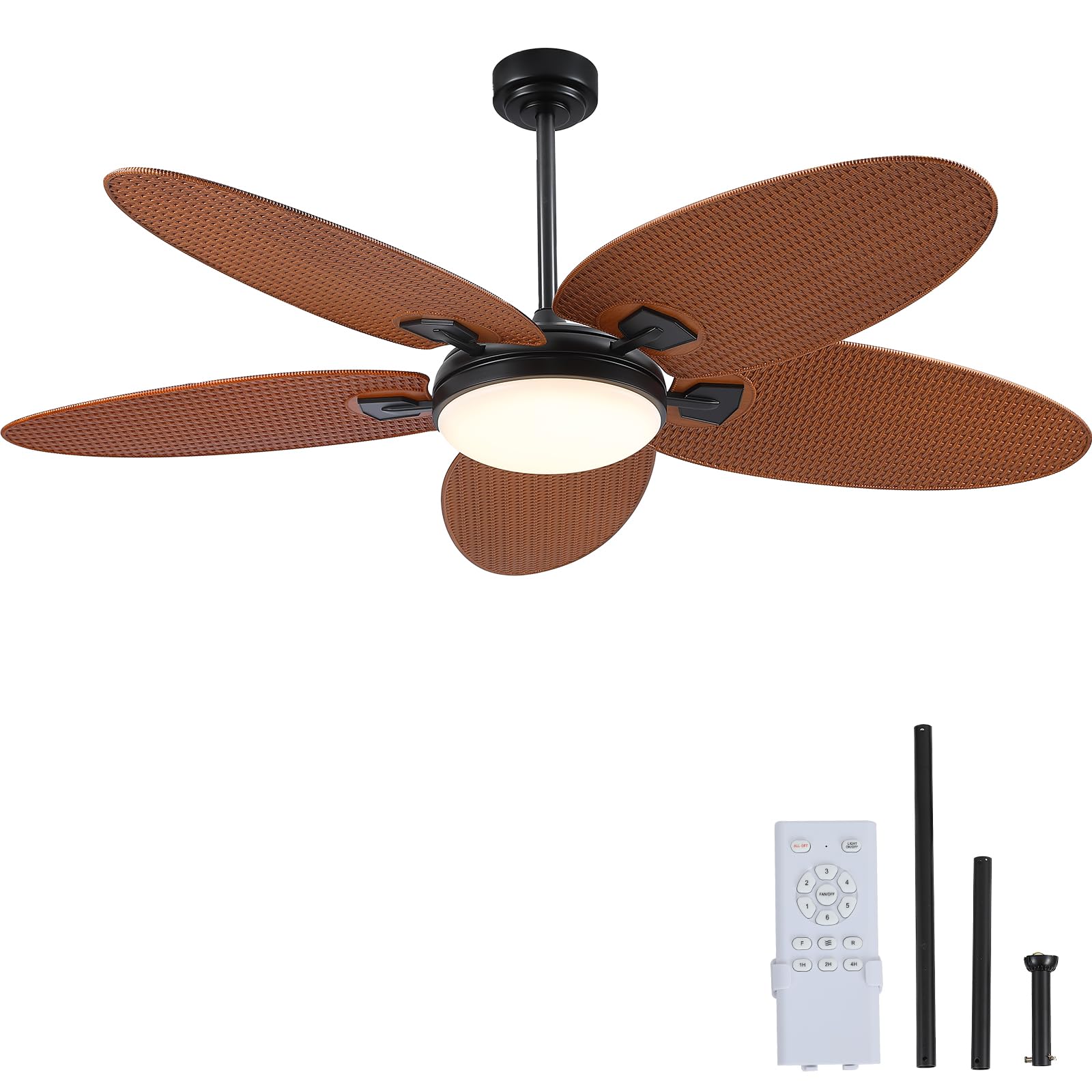 PHORUS 62 Large Waterproof Outdoor Palm Leaf Ceiling Fans with Lights and Remote,Wet Rated Tropical Ceiling Fans Light for Patio