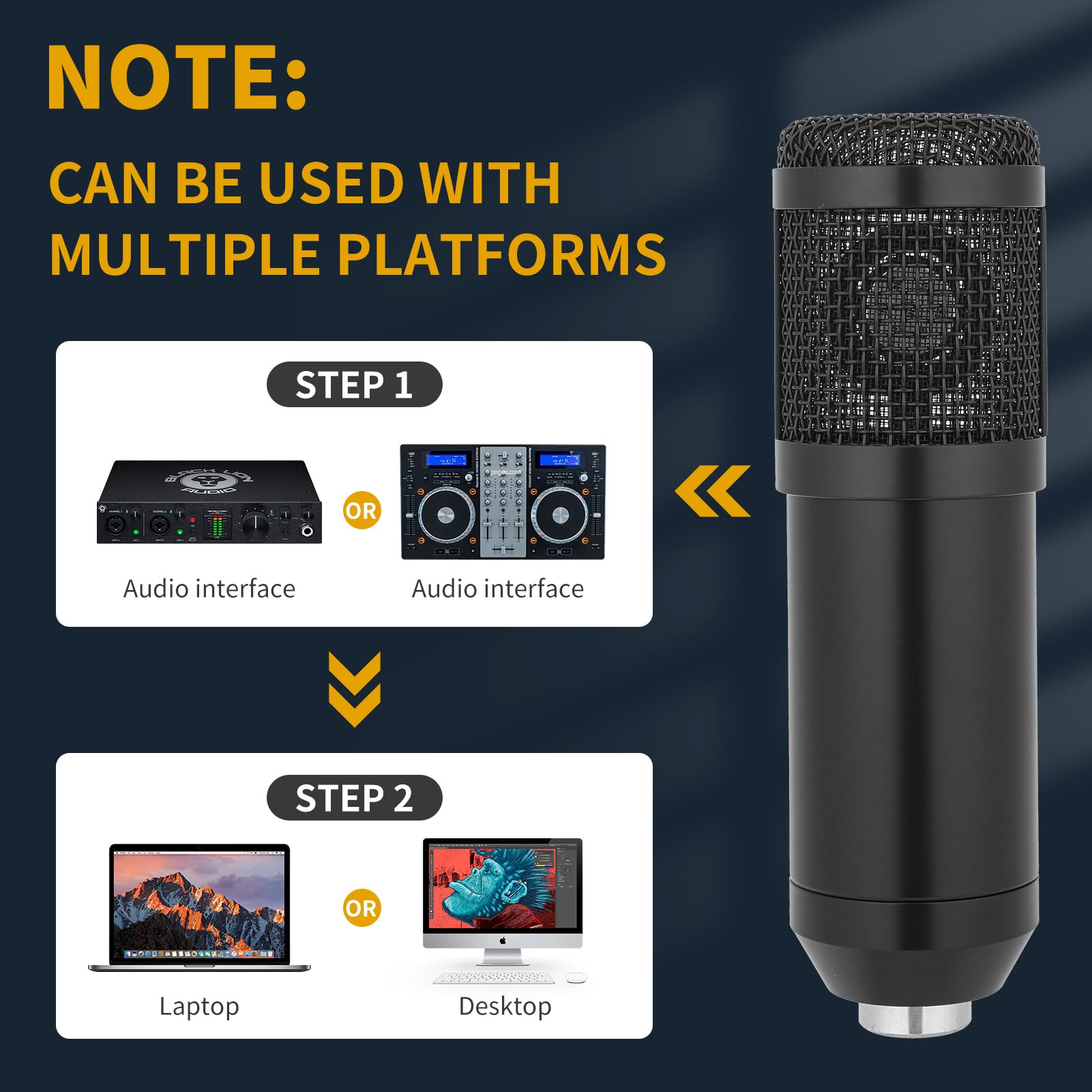 Amoox Condenser Microphone,Professional Usb Microphone Plug & Play Pc Computer Microphone Condenser Cardioid Mic Kit With Adjust