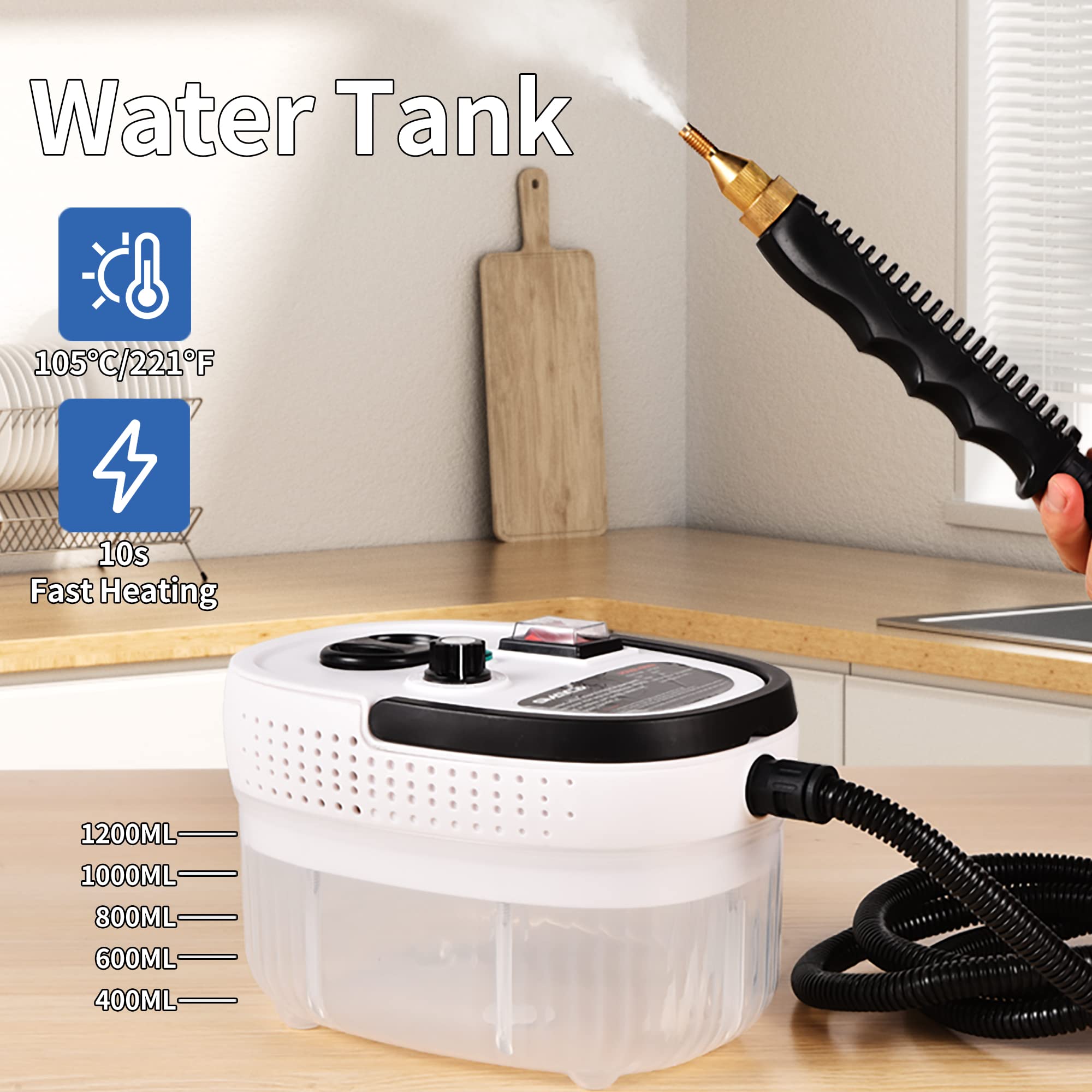 Yikeda Handheld Steam Cleaner,Portable High Pressure Steam Cleaner,Quickly Generate High Temperature Pressurized Steam For Deep