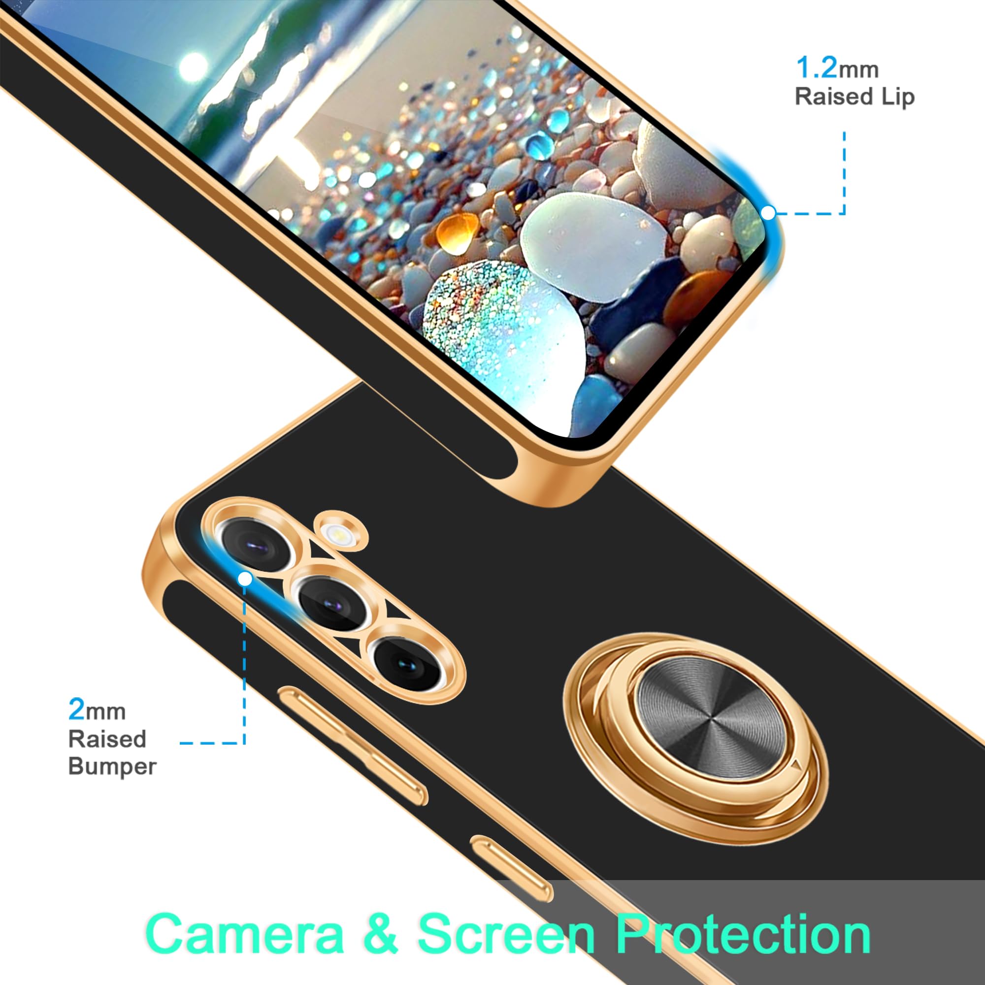 Fingic For Samsung Galaxy S24 Case [With 360 Ring Holder Stand] [Support Magnetic Car Mount]Kickstand Case For Women Girls Boys