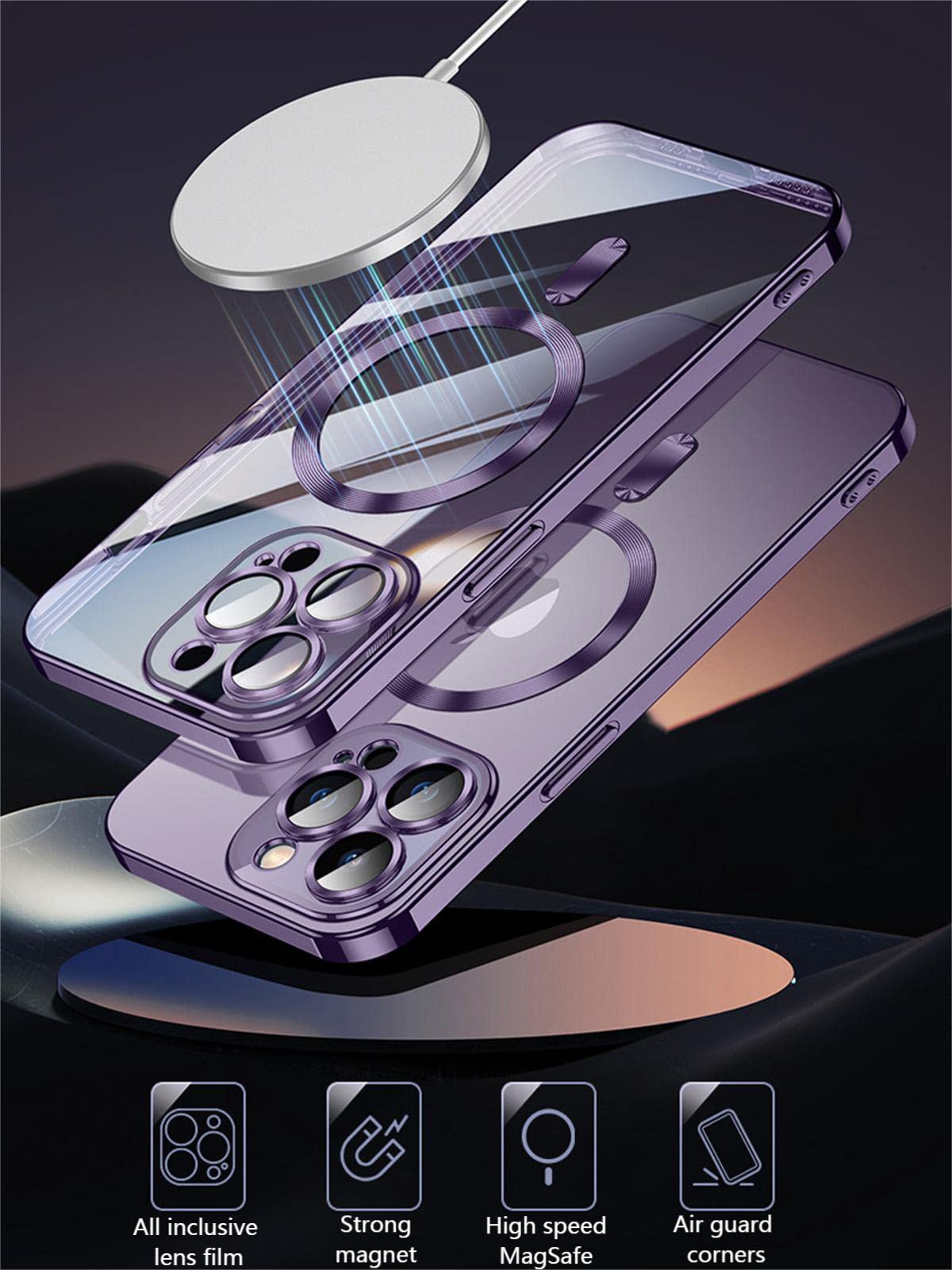 Trodino Crystal Clear Magnetic Design For Iphone 14 Pro Max Case [Camera Lens Protector & Compatible With Magsafe] For Men & Wom