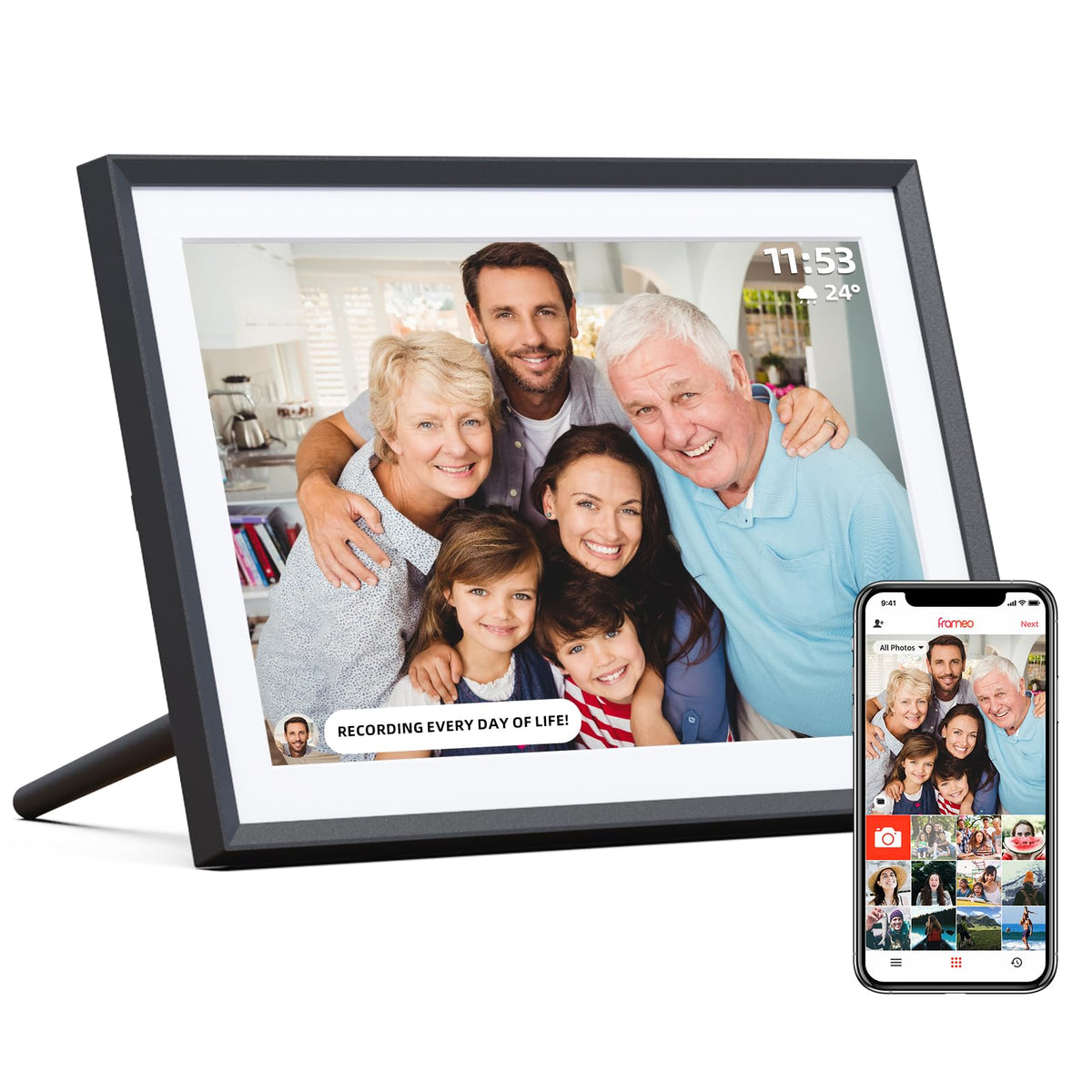Arzopa Frameo Digital Picture Frame 10.1 Inch Smart Wifi Digital Photo Frame 32Gb With 1280X800 Ips Touch Screen, Auto-Rotate An