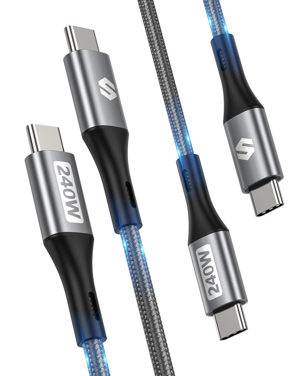 Silkland 240W Usb C To Usb C Cable (10Ft, 2 Pack), Fast Charging 100W Pd 3.1 Usbc Type C Cord Compatible For Iphone 16/16Plus/16Pro/Max, Macbook Pro/Air, Samsung, Pixel, Laptop