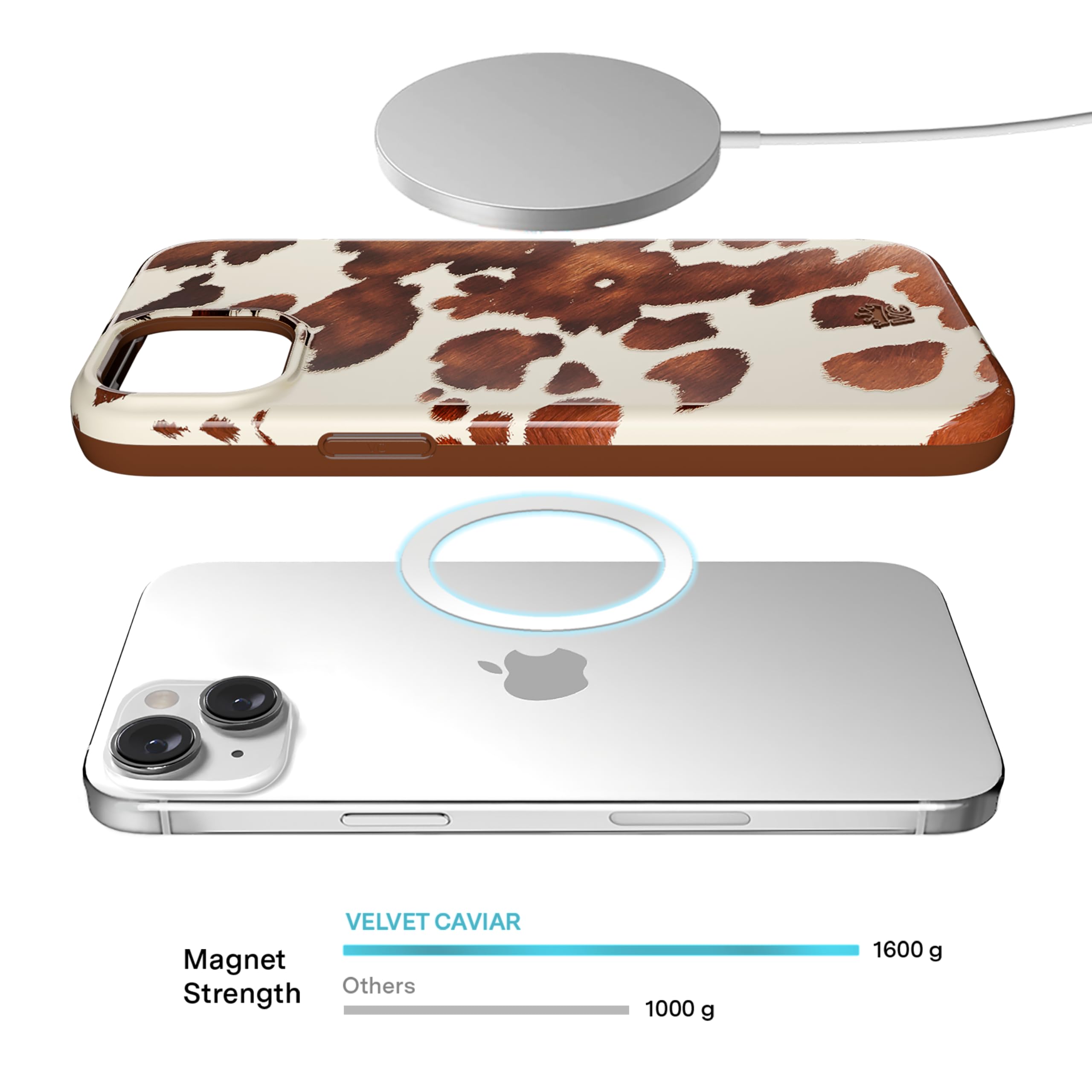 Velvet Caviar For Cow Print Iphone 15 Plus Case Western Style   Compatible With Magsafe [8Ft Drop Tested]   Cocoa Boho Cowprint