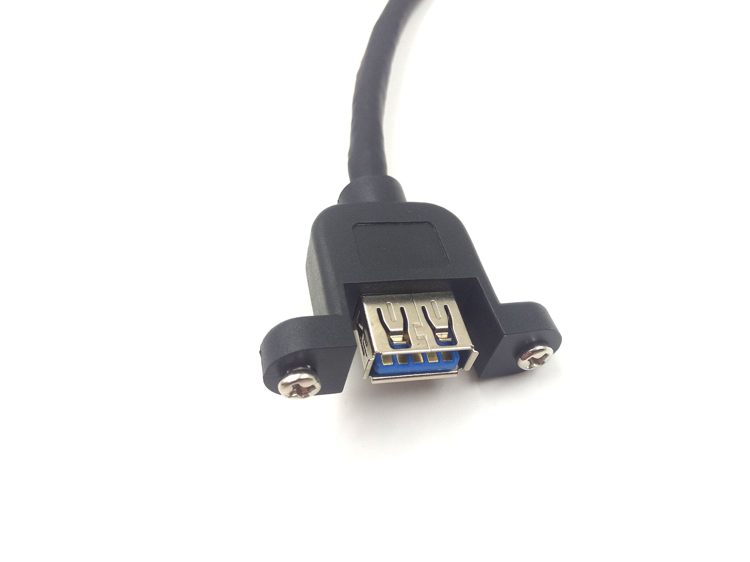 Halokny Panel  Mount Usb 3.0 Extension Cable,1 Ft/30Cm 90 Degree Up Angle Usb 3.0 Type A Male To Type A Female With Screw Hole Panel Mount Adapter External Cable (Up Angle)