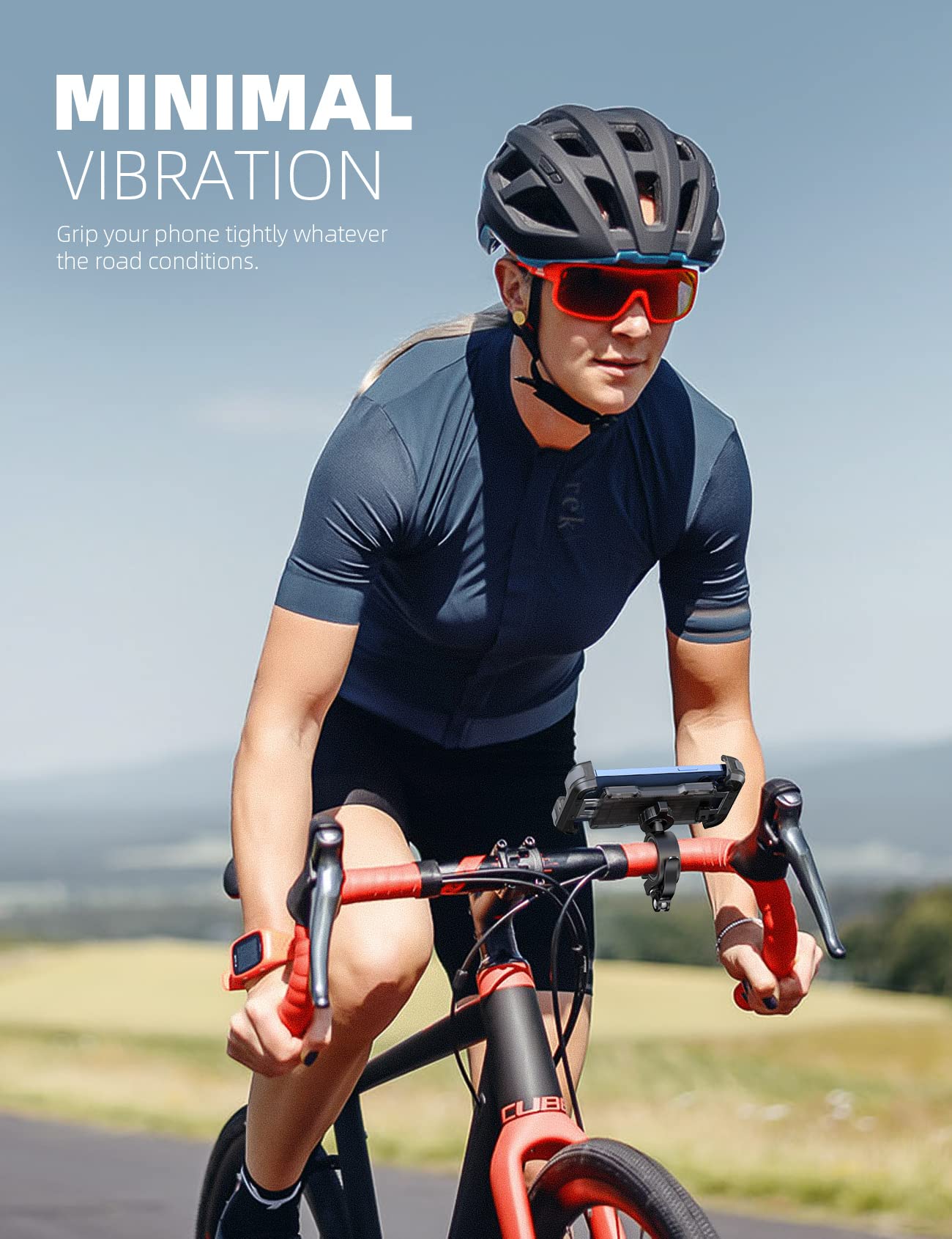 Lamicall Motorcycle Phone Mount, Bike Phone Holder   Upgrade Cell Phone Bike Holder, Bicycle Scooter Handlebar Phone Cradle Clip