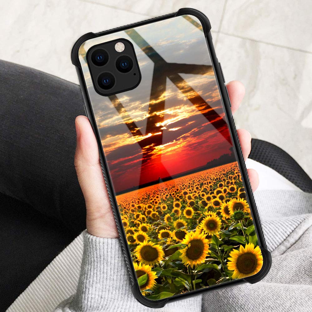 Zhegailian Case Compatible With Iphone 12 Mini,Sunflowers Field Case For Iphone 12 Mini For Girls Women,Pattern Design Anti Scra