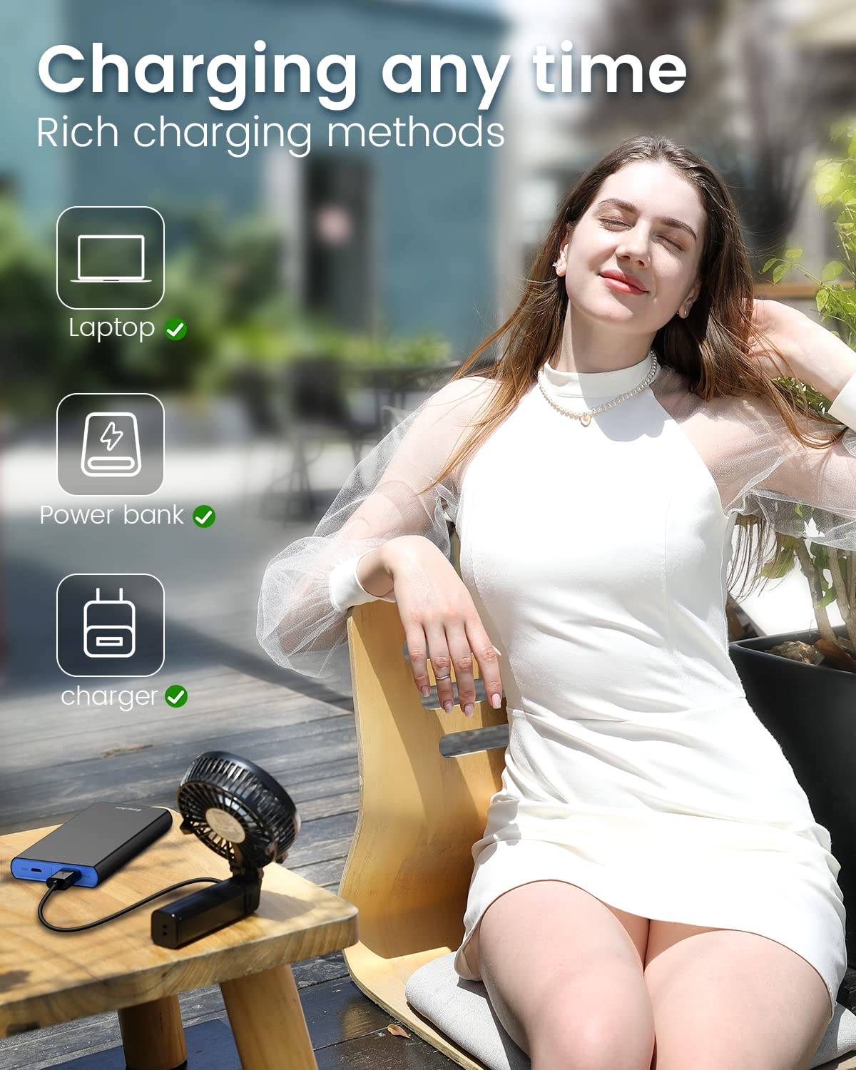 Easyacc Mini Handheld Fan, Portable Fan Small Usb Desk Fan Personal Hand Fan 3 Speed 10H Working Hours Rechargeable Battery Cool