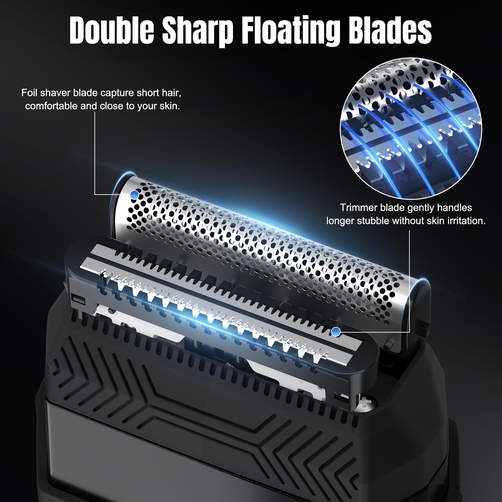 Electric Razor Foil Shavers For Men With Double Blades, Compact Electric Razor For Men Face, Portable Manscape Razor Travel Shav