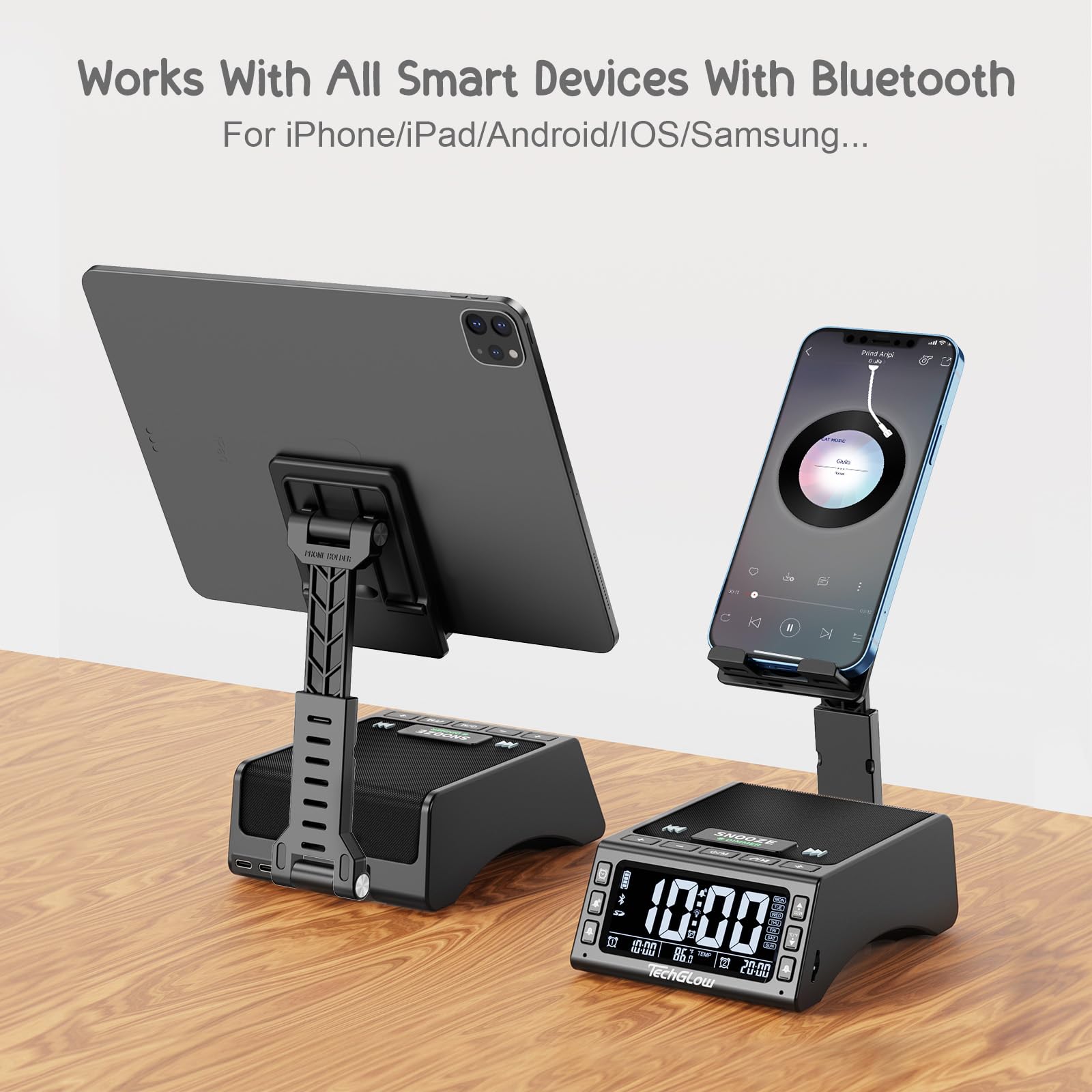 Gifts For Men Women Techglow Foldable Cellphone Stand With Bluetooth Speaker Charging Station Birthday Gift Idea For Mom Dad Coo