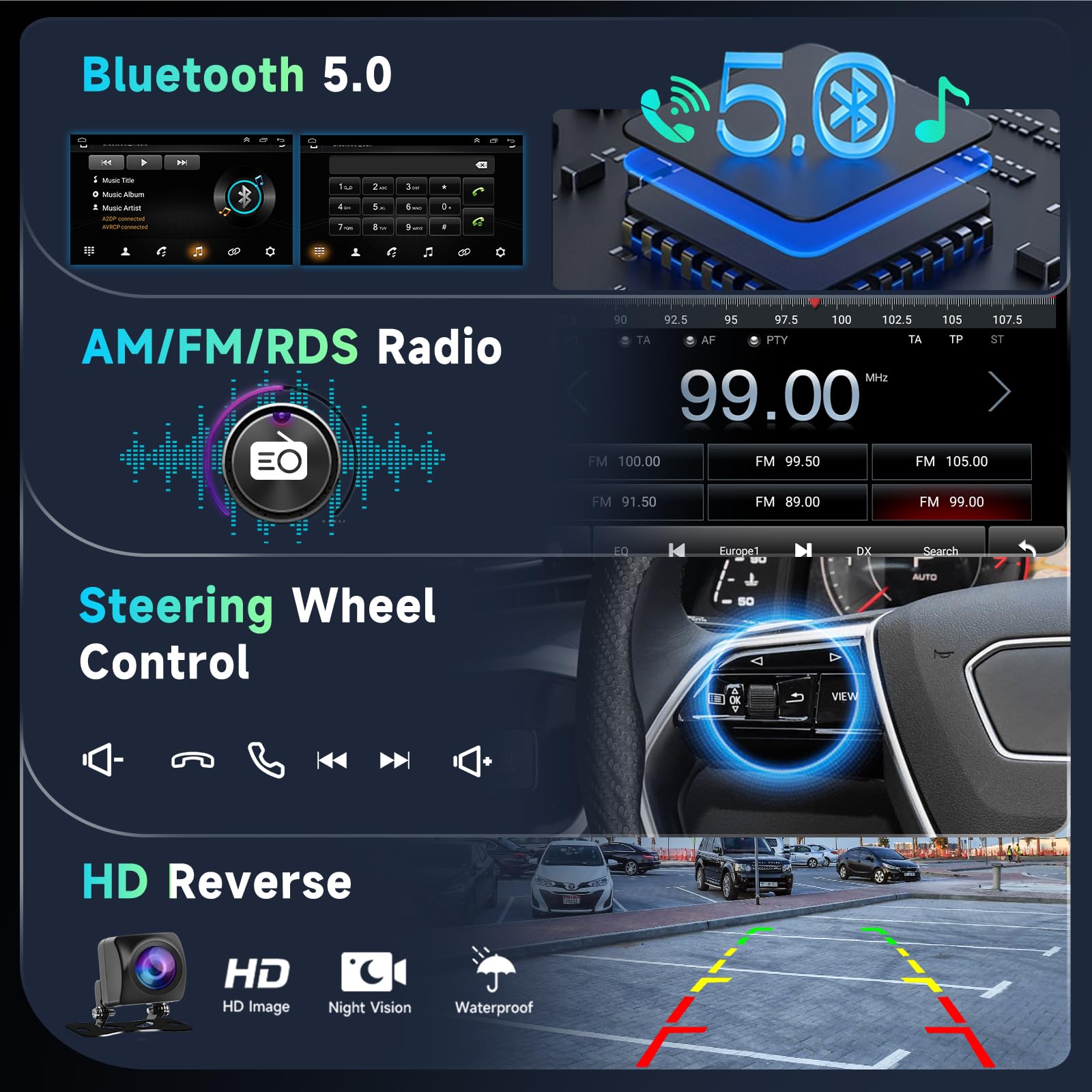 Podofo 8 Core 8+128G Android Car Radio Stereo For Honda Civic 2006 2011 With Wireless Carplay Android Auto, 10.1' Qled Touch Screen, Wifi/4G, Gps, Dsp/Hi Res, Am/Fm, Bluetooth 5.0, Backup Camera