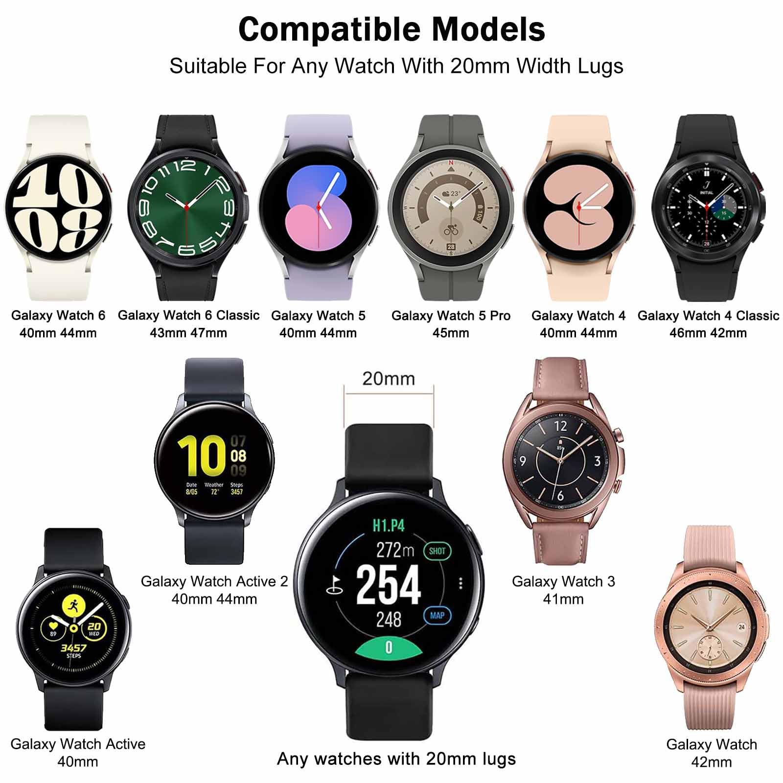 5 Pack Slim Bands Compatible With Samsung Galaxy Watch 4/Galaxy Watch 5/Galaxy Watch 6 Band 40Mm 44Mm, Galaxy Watch 5 Pro/Watch