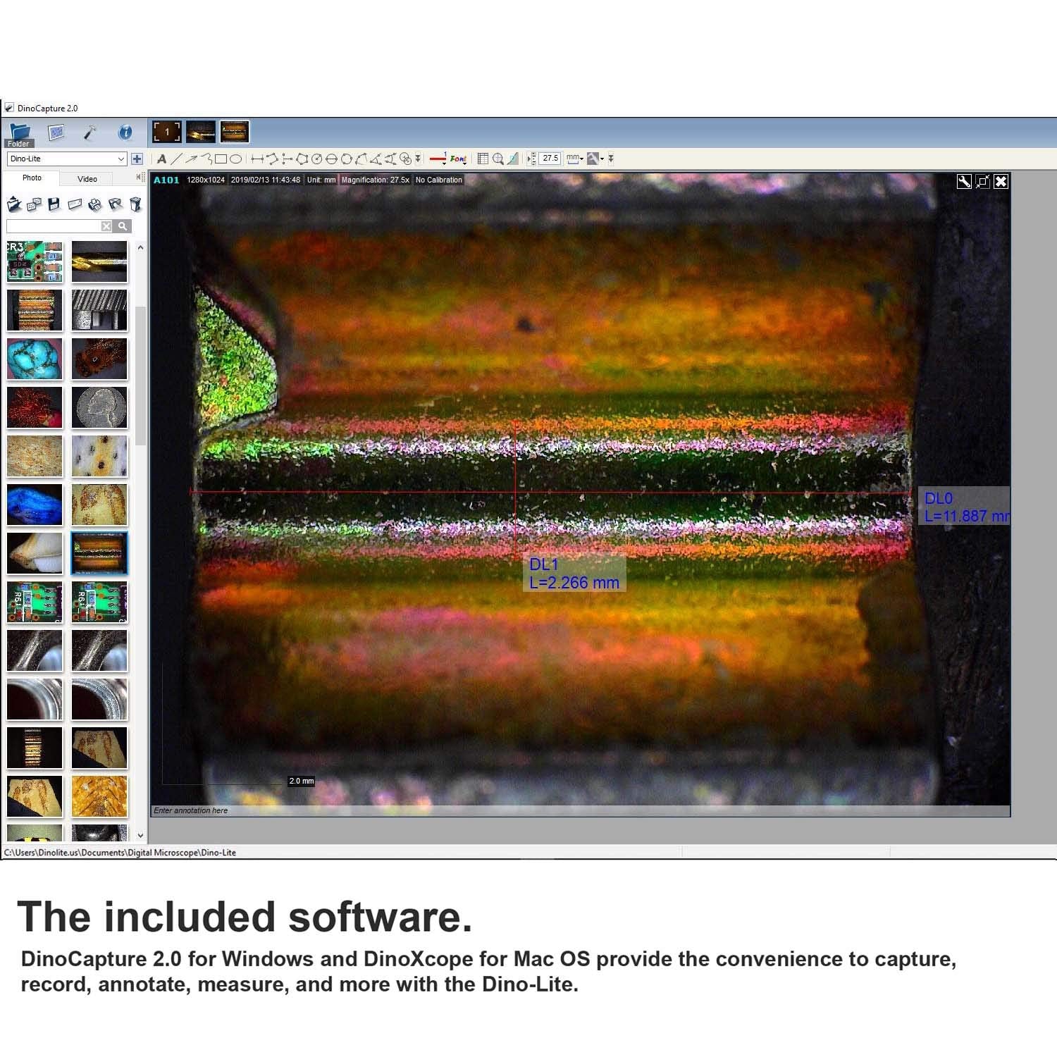 Dino Lite Usb Digital Microscope Am4113T   1.3Mp, 10X   50X, 220X Optical Magnification, Measurement