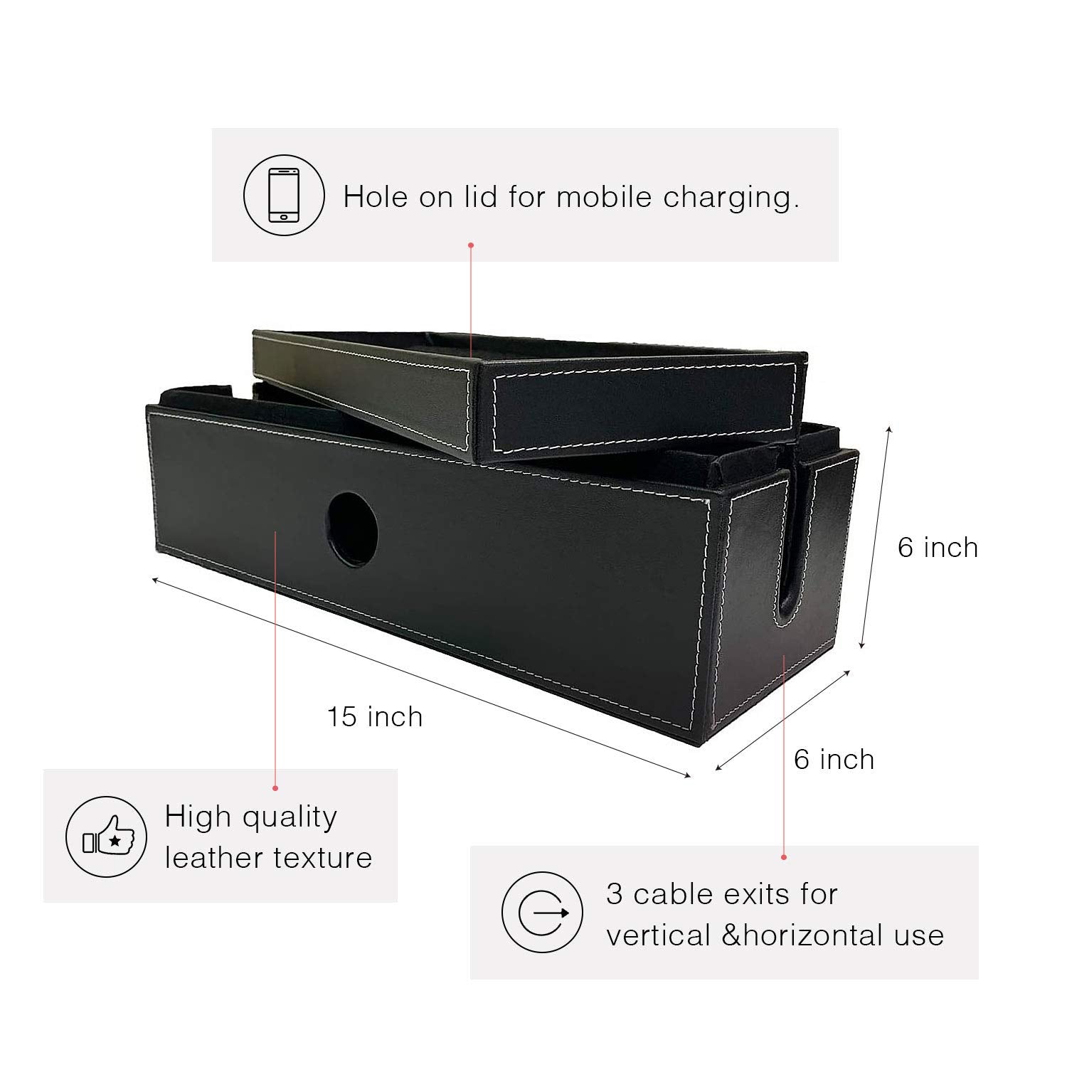 Neet Cable Management Box Large, Computer Cord Organizer, Hide And Conceal, Power Cable Organizer, Computers And Desks, Black St