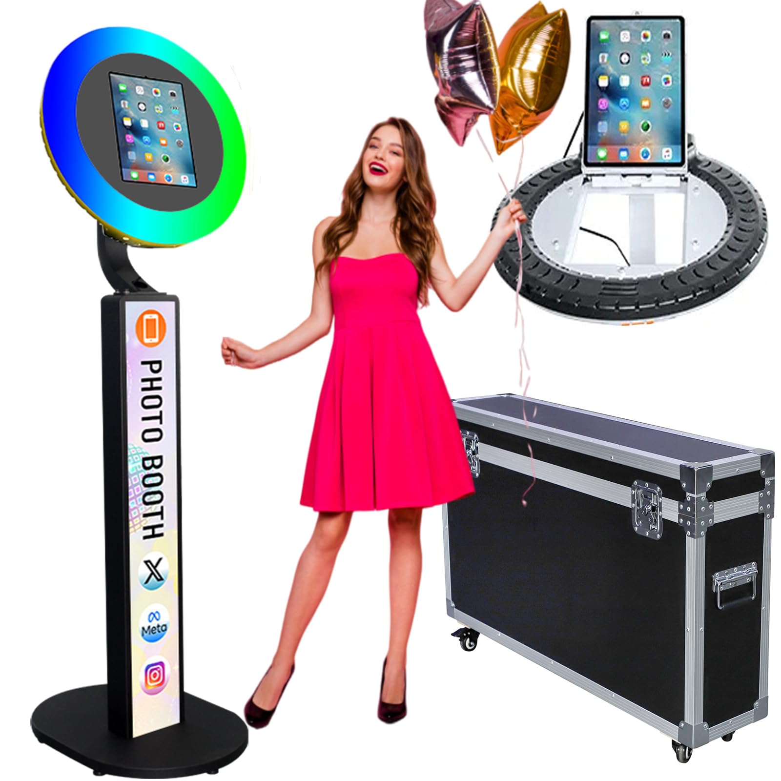 Zlpower Photo Booth For Ipad 10.2'' 10.9'' 11'' 12.9'' Shell Stand Selfie Photobooth Machine With Custom Logo Ring Light Remote