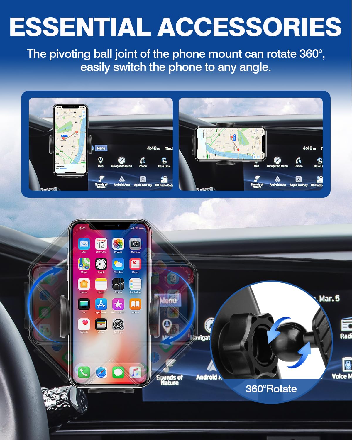 Autorder Car Phone Holder For 2021 2022 2023 2024 2025 Hyundai Elantra Accessories Phone Mount 10.25 Inch/8 Inch Screen Cell Pho