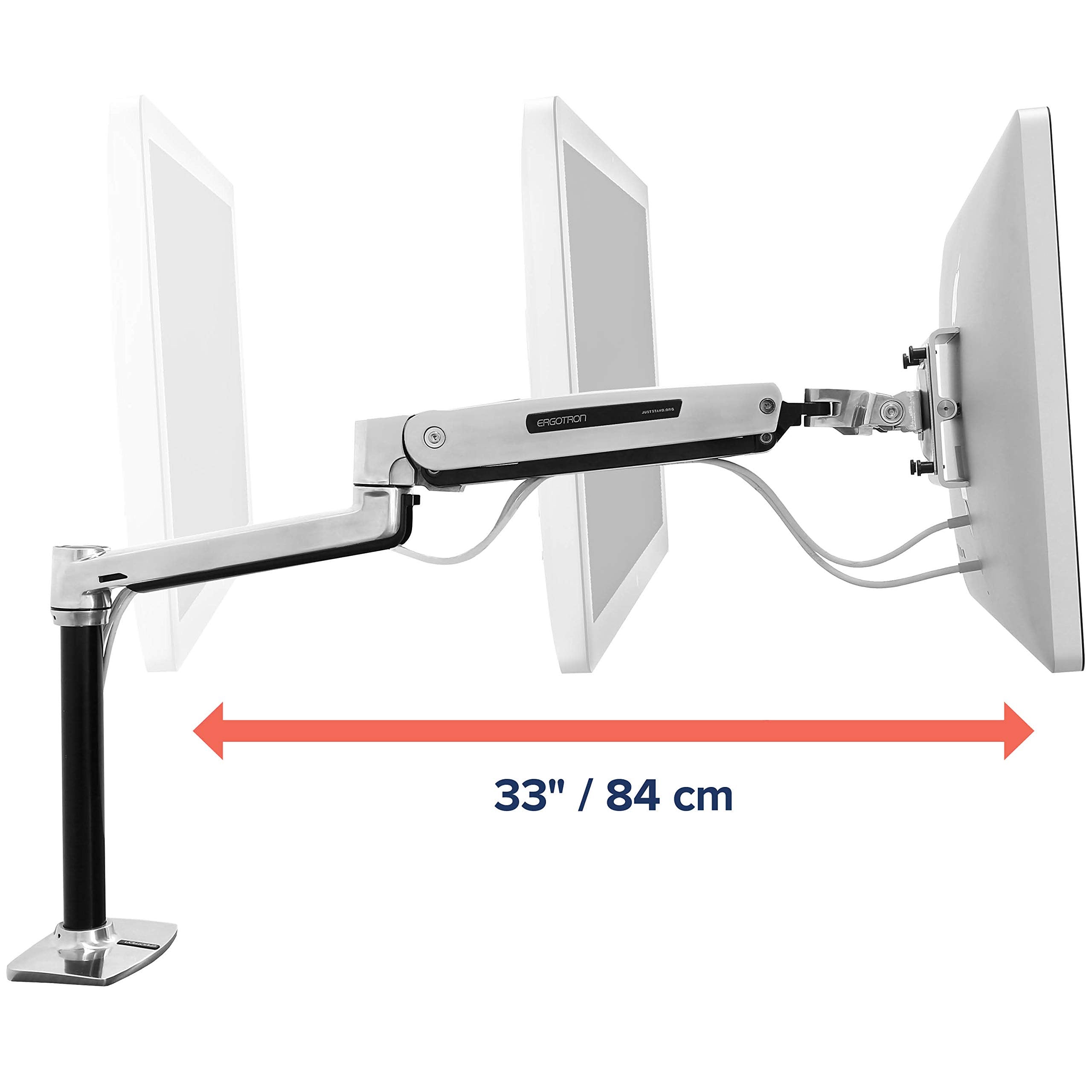 Ergotron � LX HD Sit Stand Single Monitor Arm, VESA Desk Mount � for Monitors Up to 49 Inches, 14 to 30 lbs � Polished Aluminum