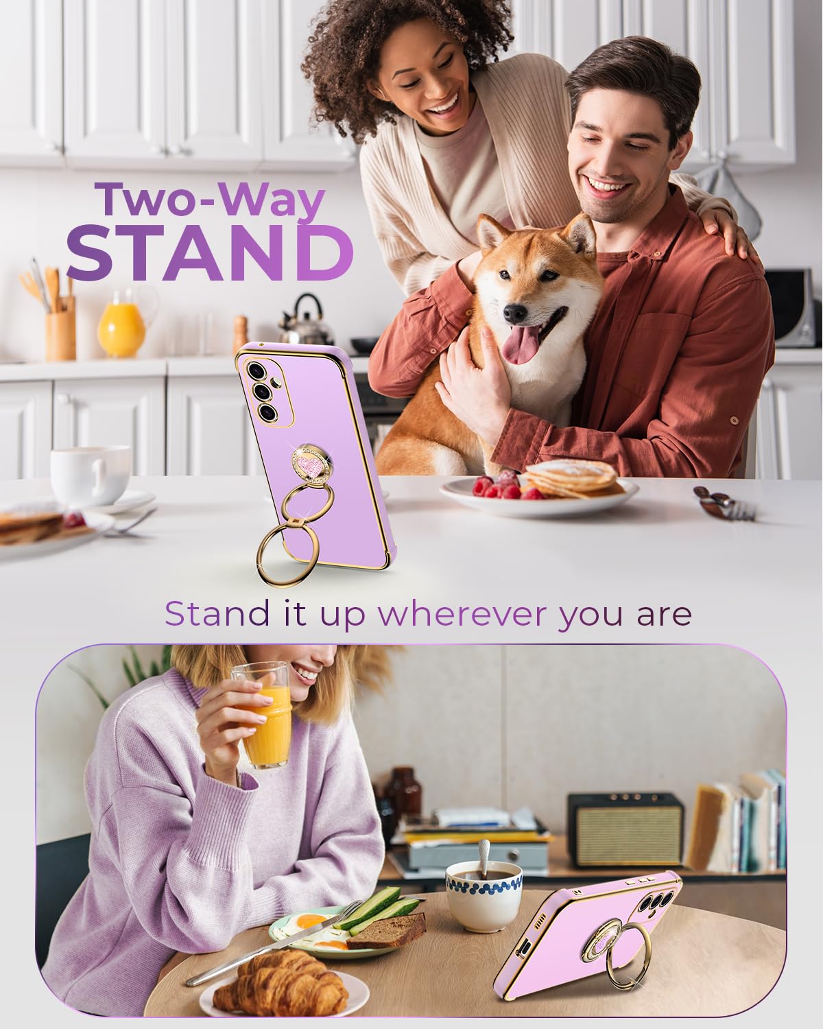 Xyz For Galaxy A35 5G Case With Stand, For Samsung Galaxy A35 Phone Case With Double Ring, Women Girls Bling Luxury Protective P