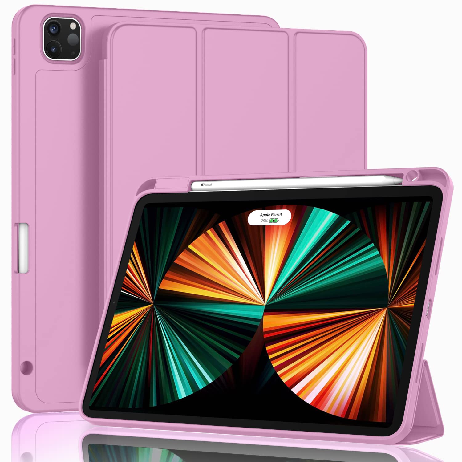 Zryxal Ipad Pro 12.9 Inch Case 2022/2021/2020 With Pencil Holder, Smart Cover [Touch Id, Auto Wake/Sleep, 2Nd Gen Pencil Chargin