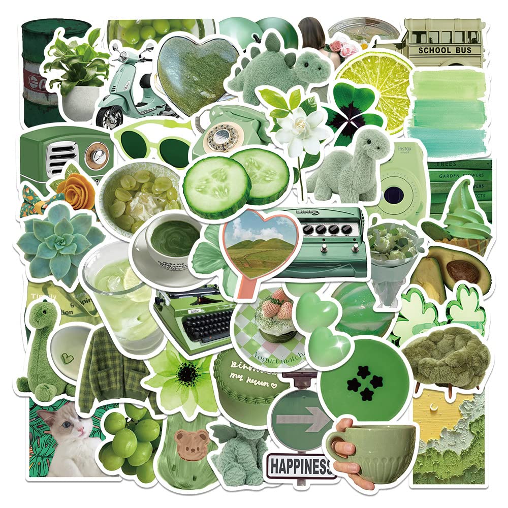 Zjsxindi Green Plant Stickers Aesthetic 50Pcs Waterproof Laptop Stickers Decals For Water Bottle Laptop Computer Skateboard Bump
