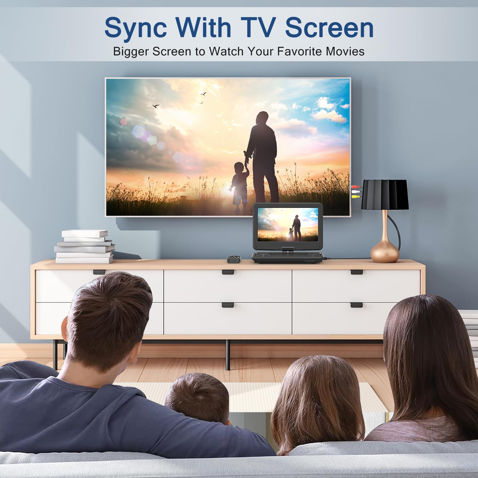 Sqqbzz 12.5    Portable Dvd Player With 10.5    Large Hd Screen, 4-6 Hours Rechargeable Battery, Dual Speakers, Region Free, Rem