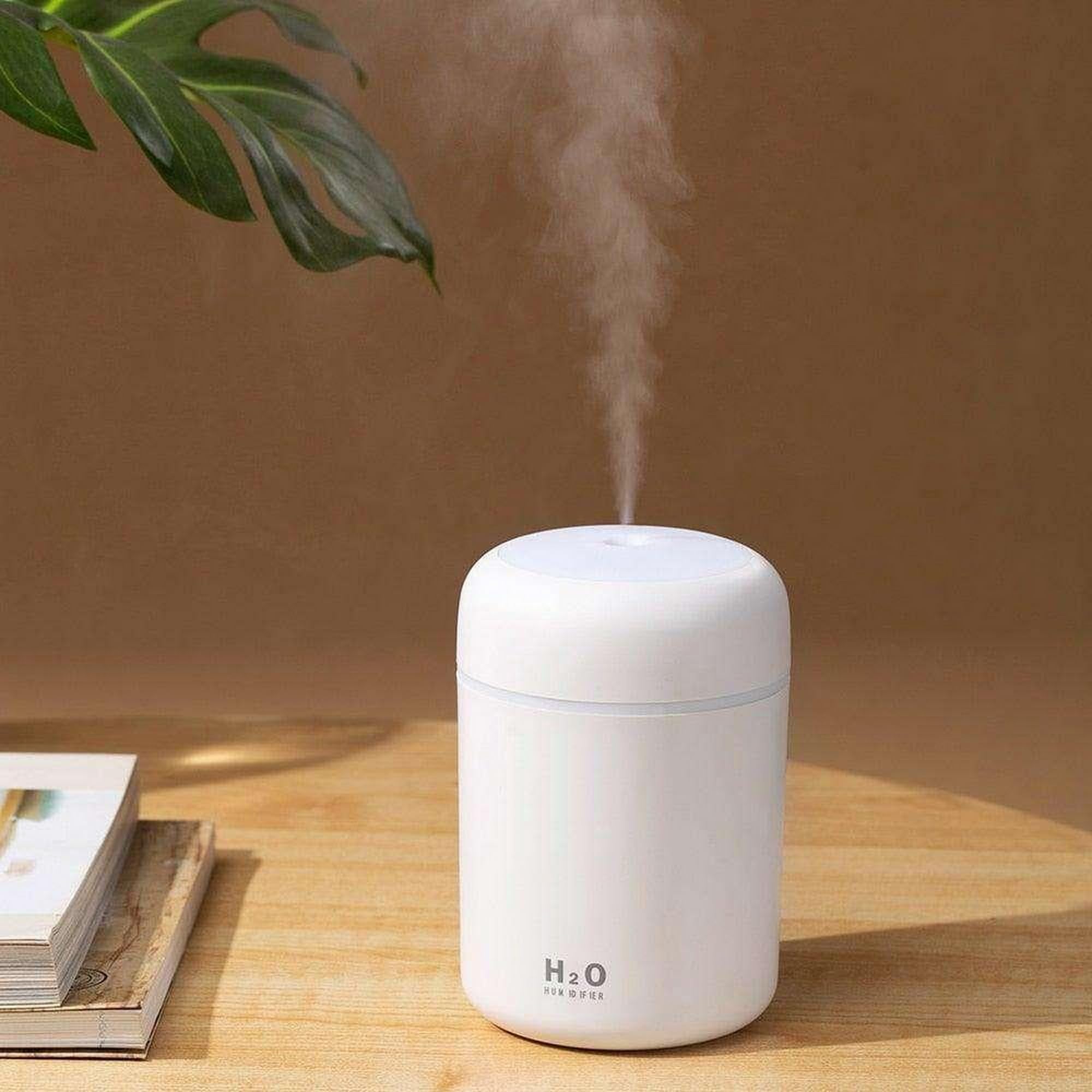 Portable Mini Humidifier, Colorful, Cool Mist, Usb Powered. Perfect For Bedroom, Office & Car (300Ml, White)