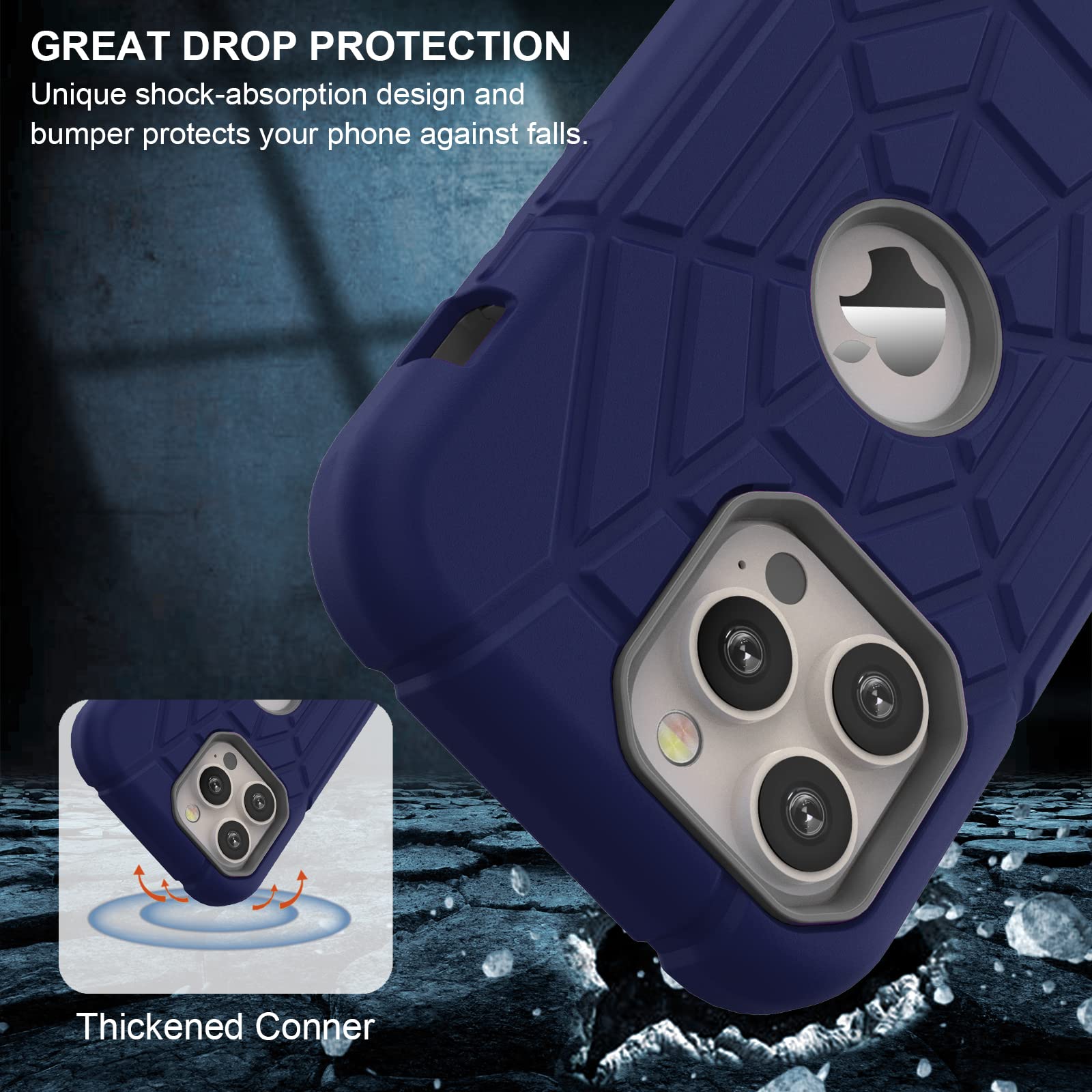 Grifobes Designed For Iphone 14 Pro Max Case For Boys, Thick Silicone 3 In 1 Heavy Duty Shockproof Rugged Protective I Phone 6.7