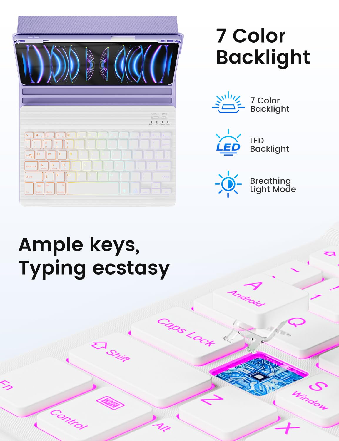 Oyeeice Keyboard Case For Ipad Air 11 Inch M2/ Air 5Th/ 4Th Generation   Detachable Backlit Keyboard, Smart Folio Cover With Pen