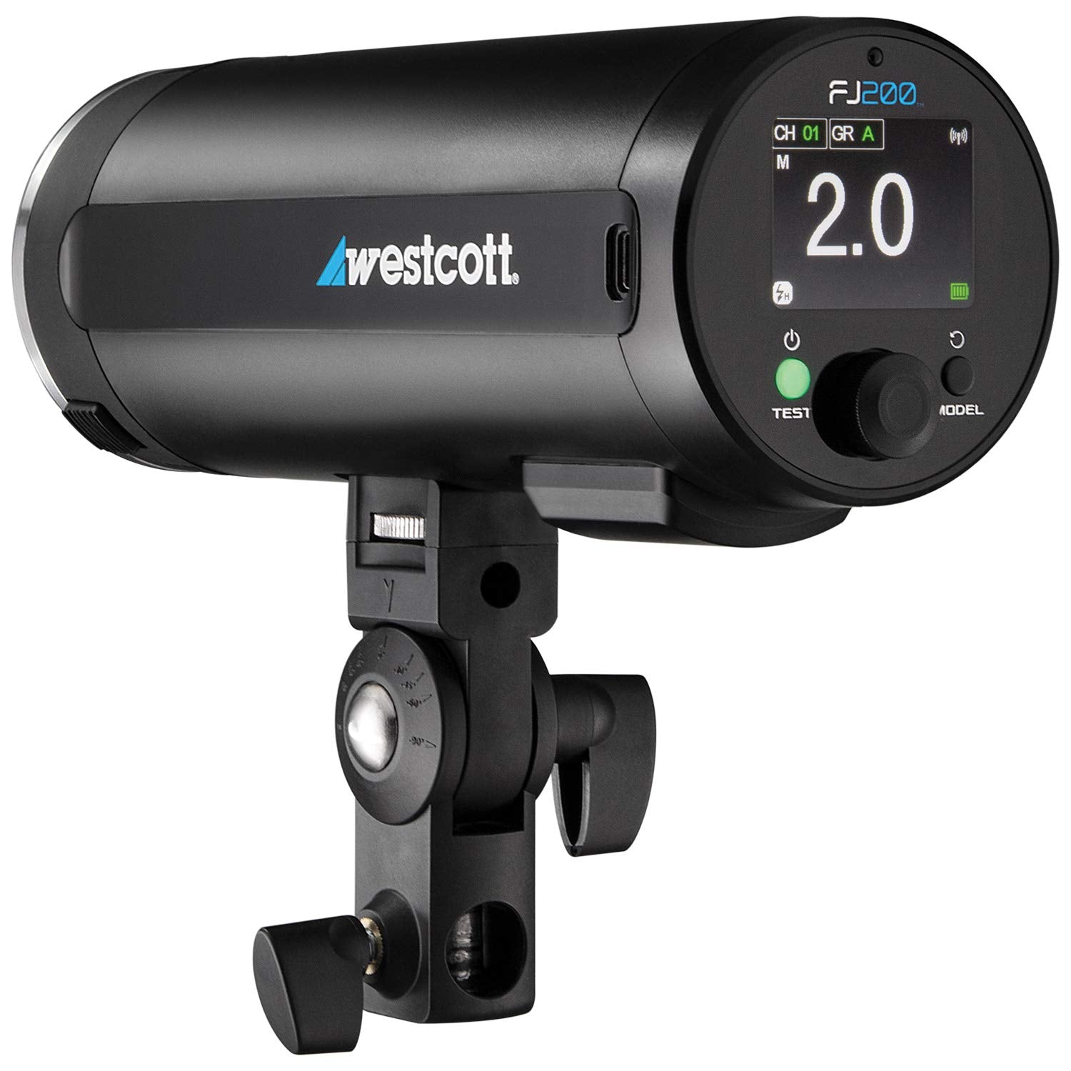 Westcott Fj200 Round Head Pocket Strobe With 1.3 Sec. Recycle Time, Ttl, Hss And Includes Tilter Bracket, 30-Degree Honeycomb Gr