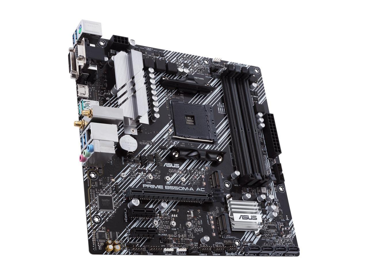 Asus Prime B550M A Ac Amd Am4 (3Rd Gen Ryzen      ) Micro Atx Motherboard (Pcie 4.0, Wifi, Ecc Memory, 1Gb Lan, Hdmi 2.1/D Sub,