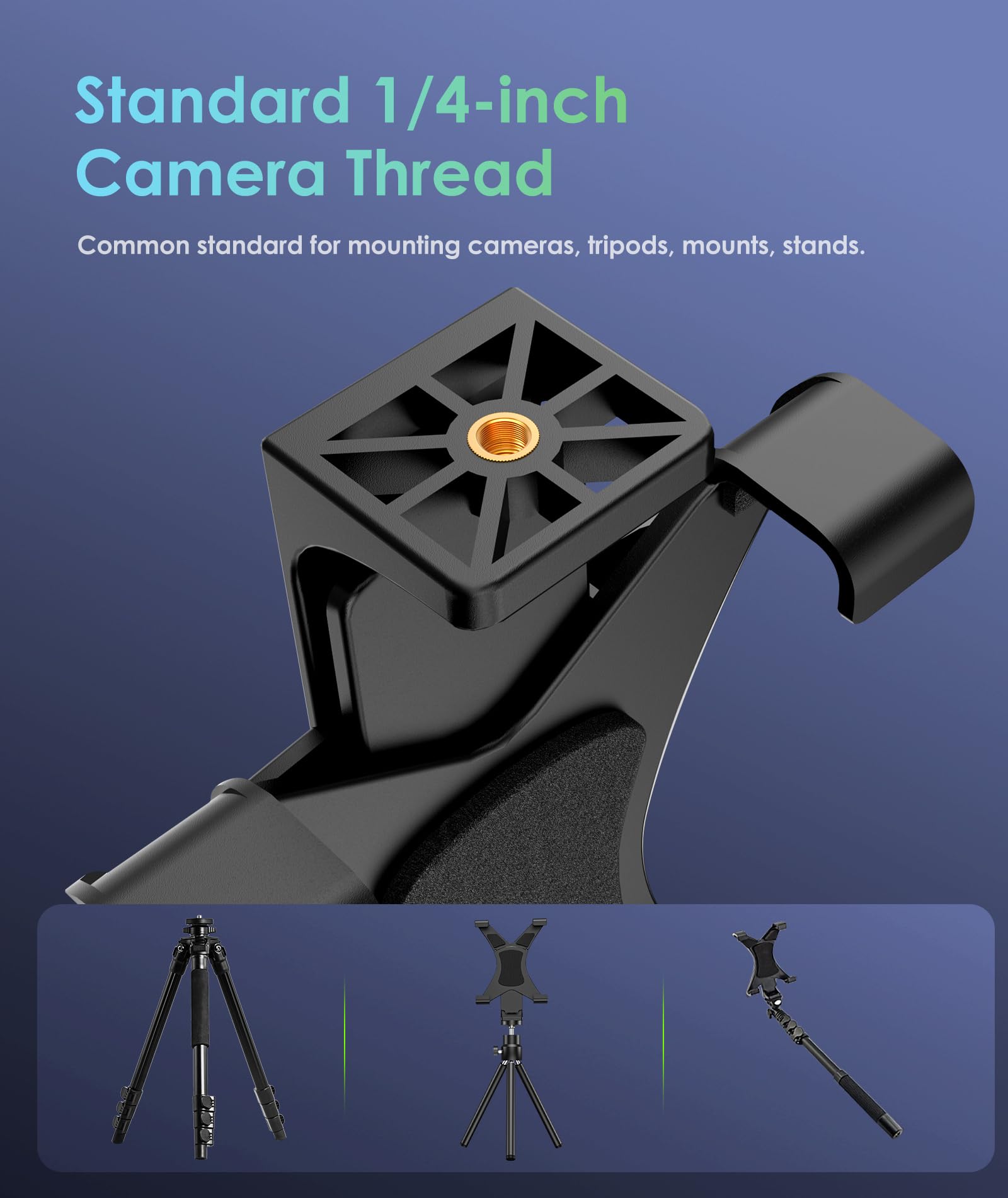 6Amlifestyle Ipad Tripod Mount Adapter With 360 Rotatable Ball Head, Ipad Holder For Tripod, Fits 5'' To 11'' Tablets For Video