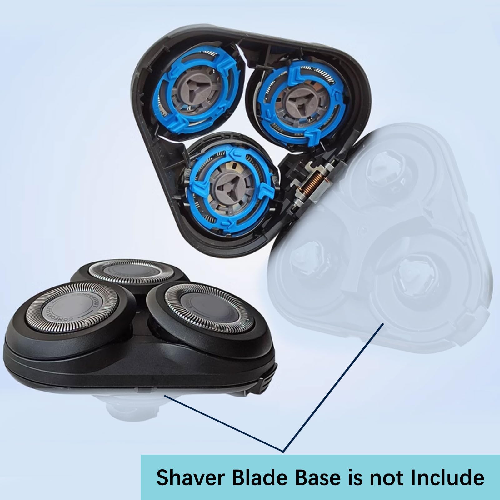 Gleway Sh50/52 Replacement Heads Compatible With Philips Series 5000 Electric Shavers, Complete Head Compatible With Norelco Raz