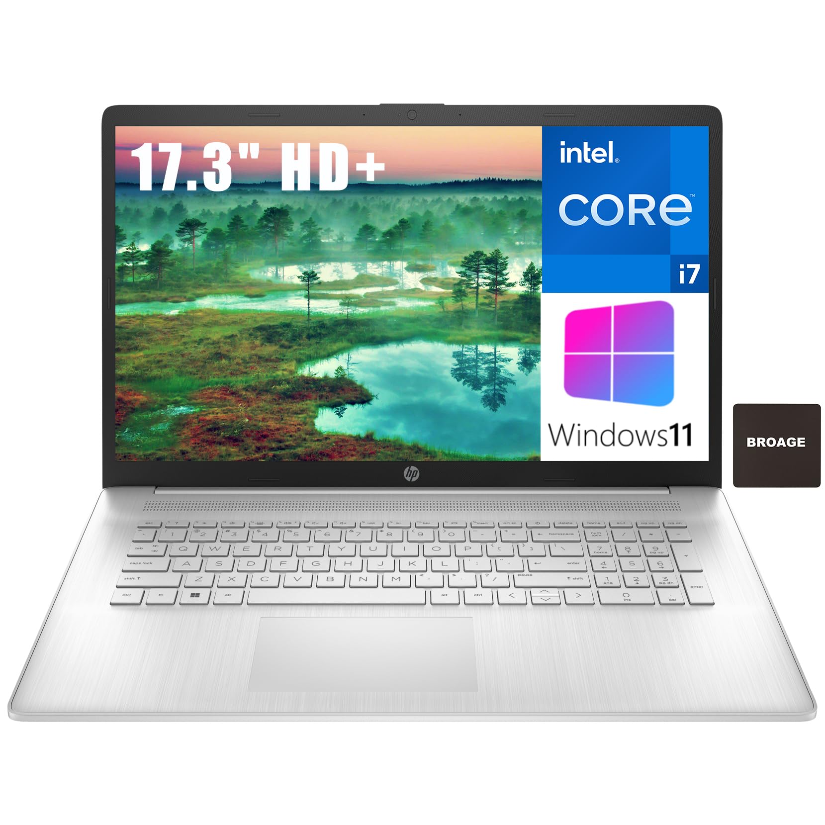 HP 17 17.3 HD+ Laptop Computer, 12th Gen Intel 10-Core i7-1255U up to 4.7GHz, 64GB DDR4 RAM, 2TB PCIe SSD, 802.11AC WiFi, Blueto