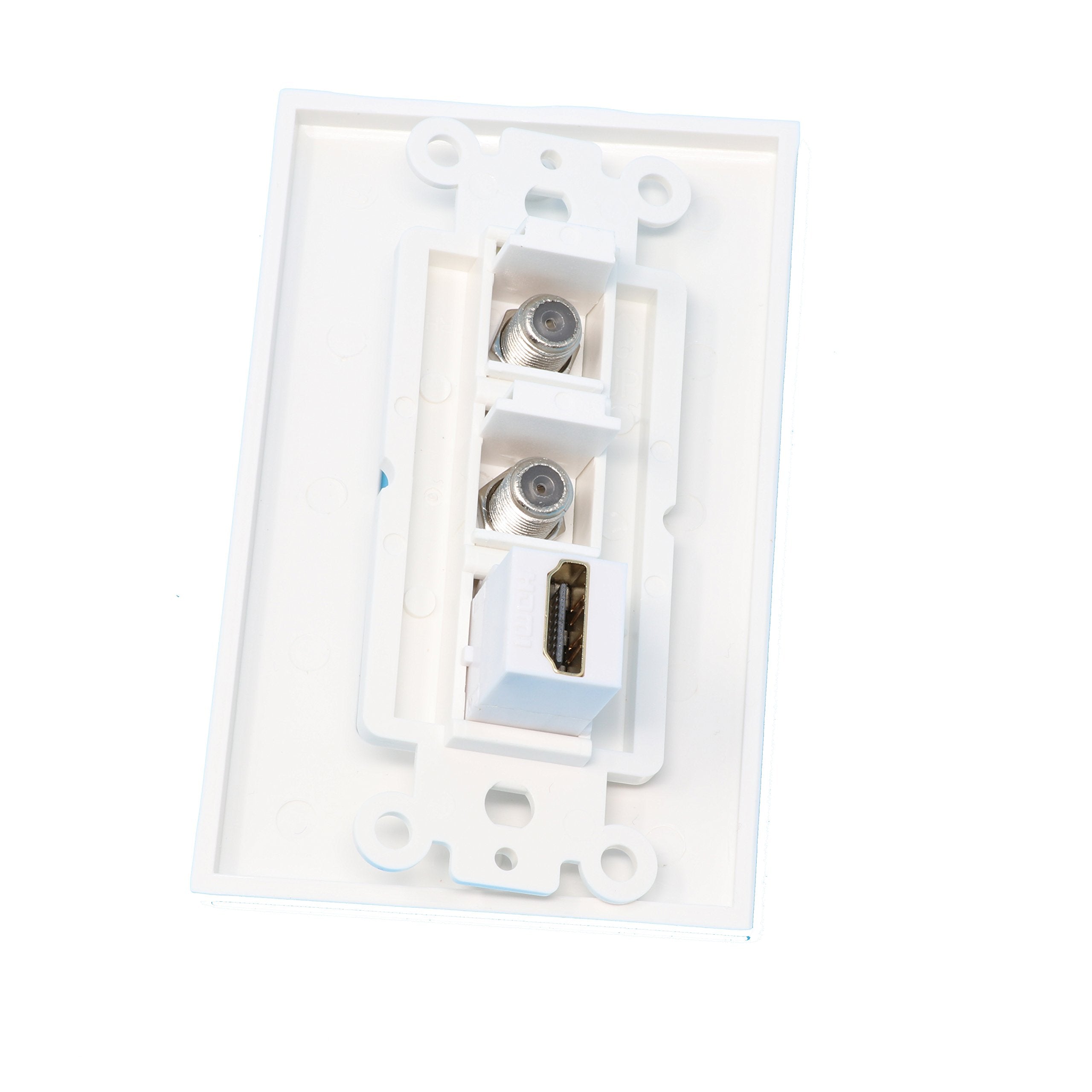 Riteav   1 Port Hdmi 2 Port Coax Cable Tv  F Type Decorative Wall Plate   White