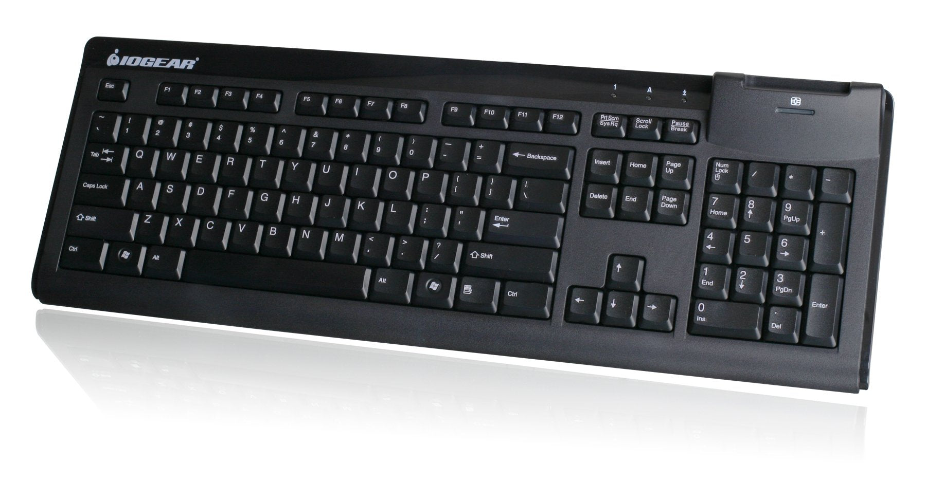 Iogear Gkbsr201 104 Key Keyboard With Built In Common Access Card Reader