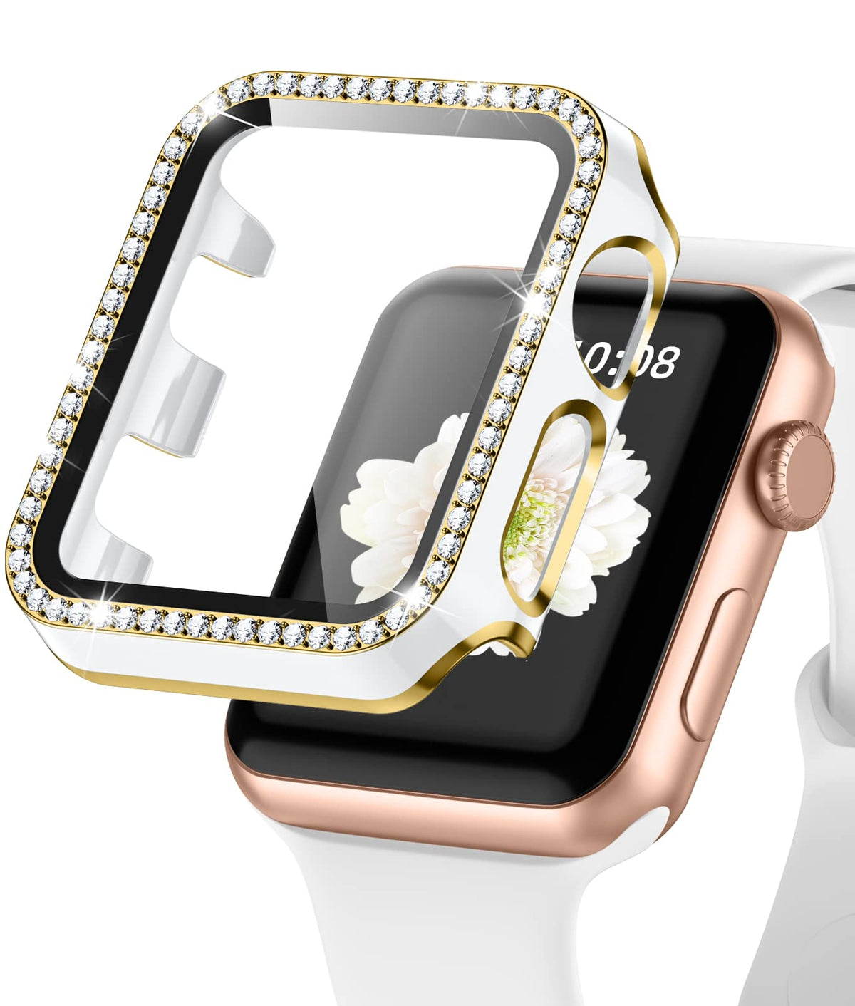 Zaroto For Apple Watch Case With Screen Protector For Apple Watch 38Mm Series 3/2/1, Bling Crystal Diamond Ultra Thin Bumper Ful