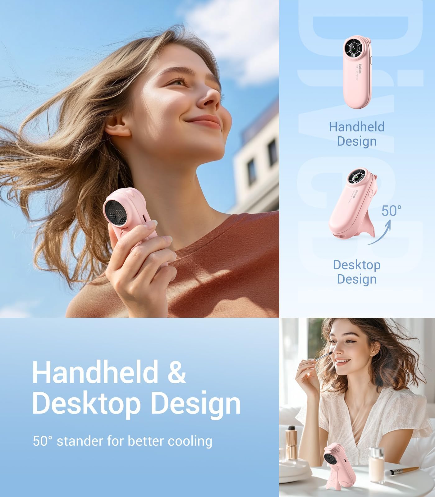 Diveblues Turbobear Mini Portable Handheld Turbo Fan  Powerful Air Speed, Ultra Light 86.5G Hand Fan, 5 Gear Cooling, Rechargeab