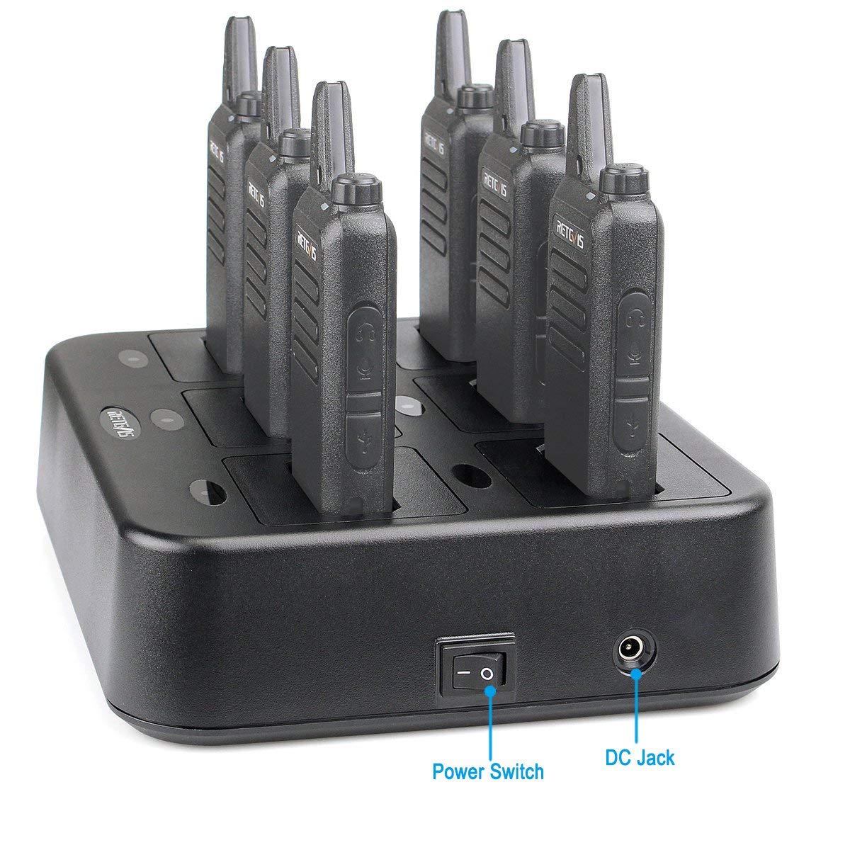 Retevis Rt22 Walkie Talkie Charger, Six Way Charger, Multi Unit Charging Station, Compatible With Retevis Rt22 Rt22S Rb19 Rb19P Rb39 Rb39P Walkie Talkie (1 Pack)