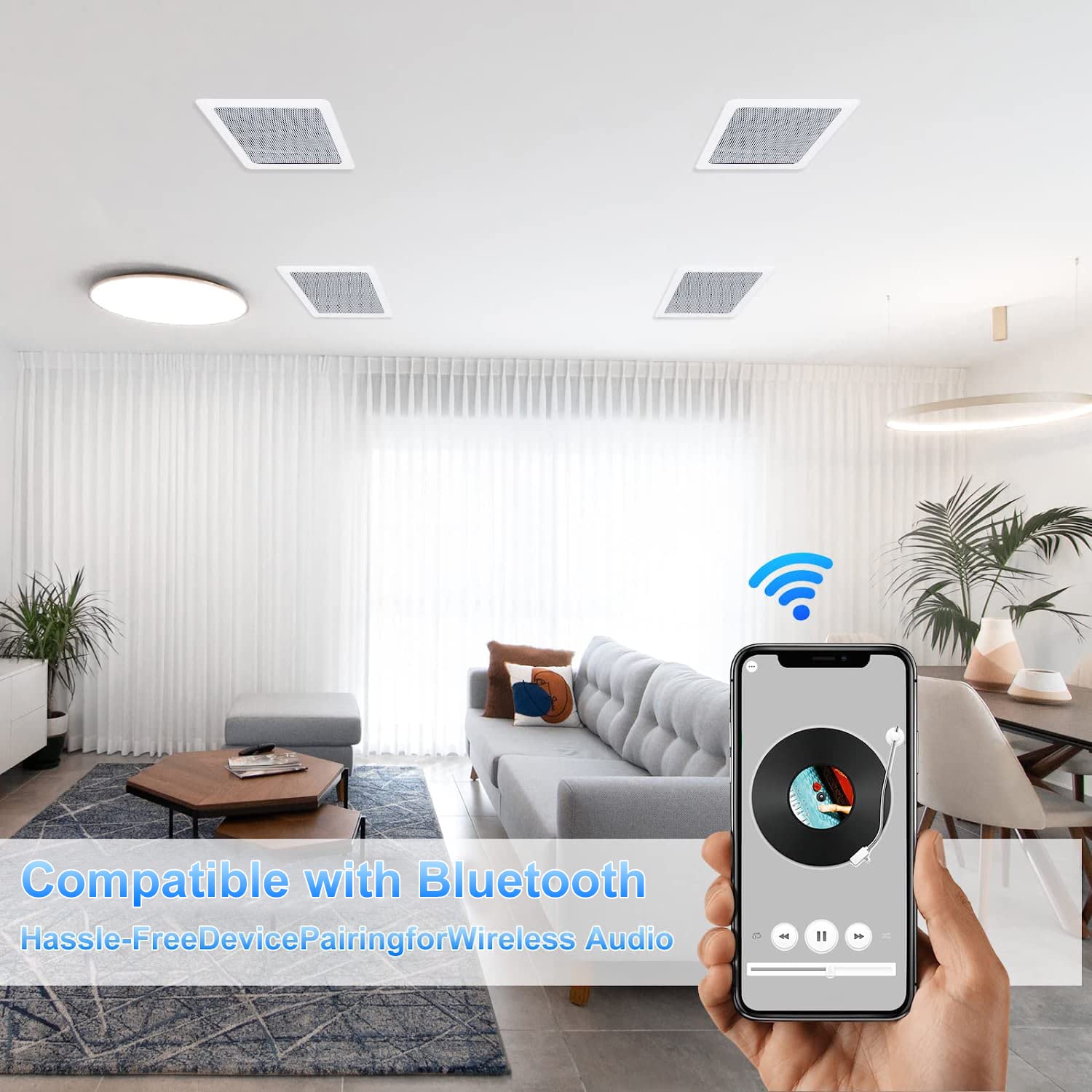 Herdio Bluetooth Ceiling Speakers, 320W 5.25 Inch Flush Mount In Wall Speakers Surround Sound System, Perfect For Home Theater,