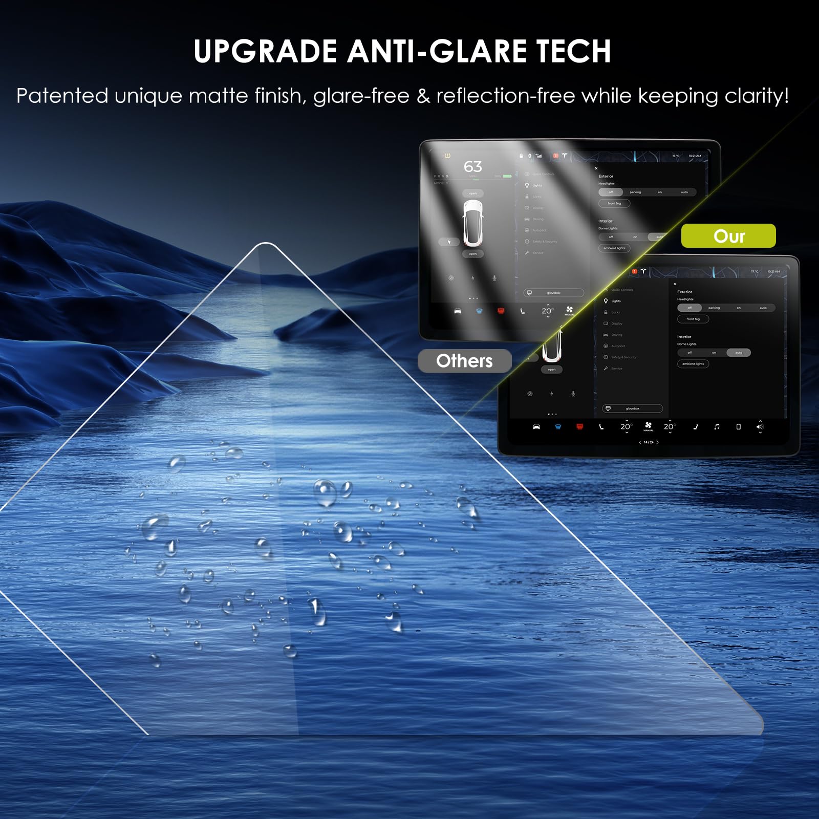 2024 Upgrade Tesla Model Y/3 Screen Protector Accessories Matte?No More Glare! Anti Fingerprint?Premium Tempered Glass Screen Pr