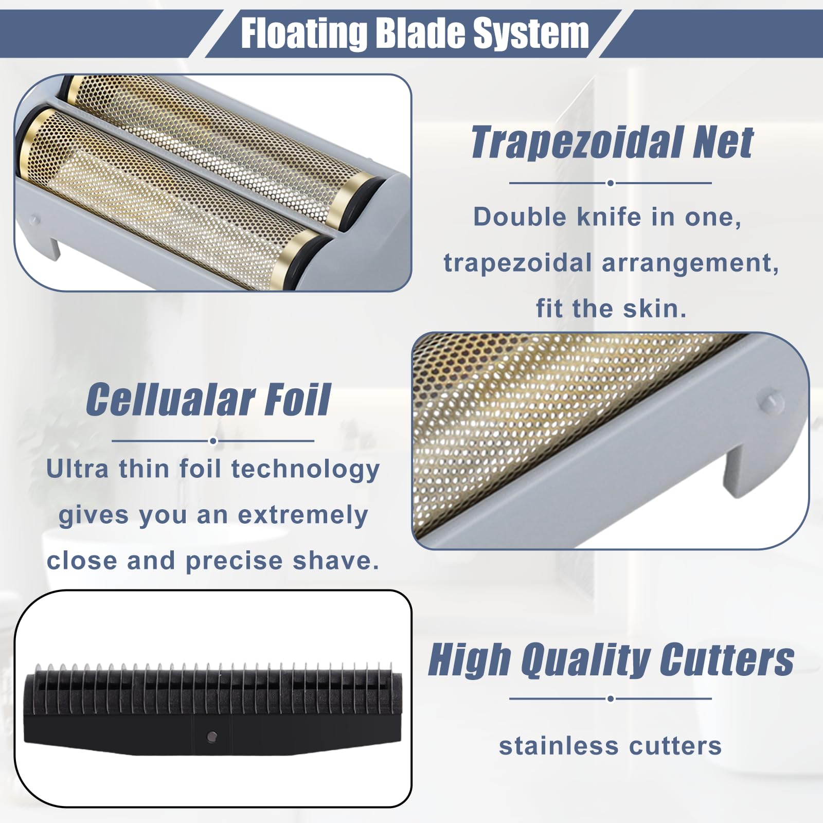 2 Pack Pro Shaver Replacement Foil And Cutters Compatible With Andis 17150(Ts 1)/17155/17200 Shaver For Profoil & Lithium Shaver