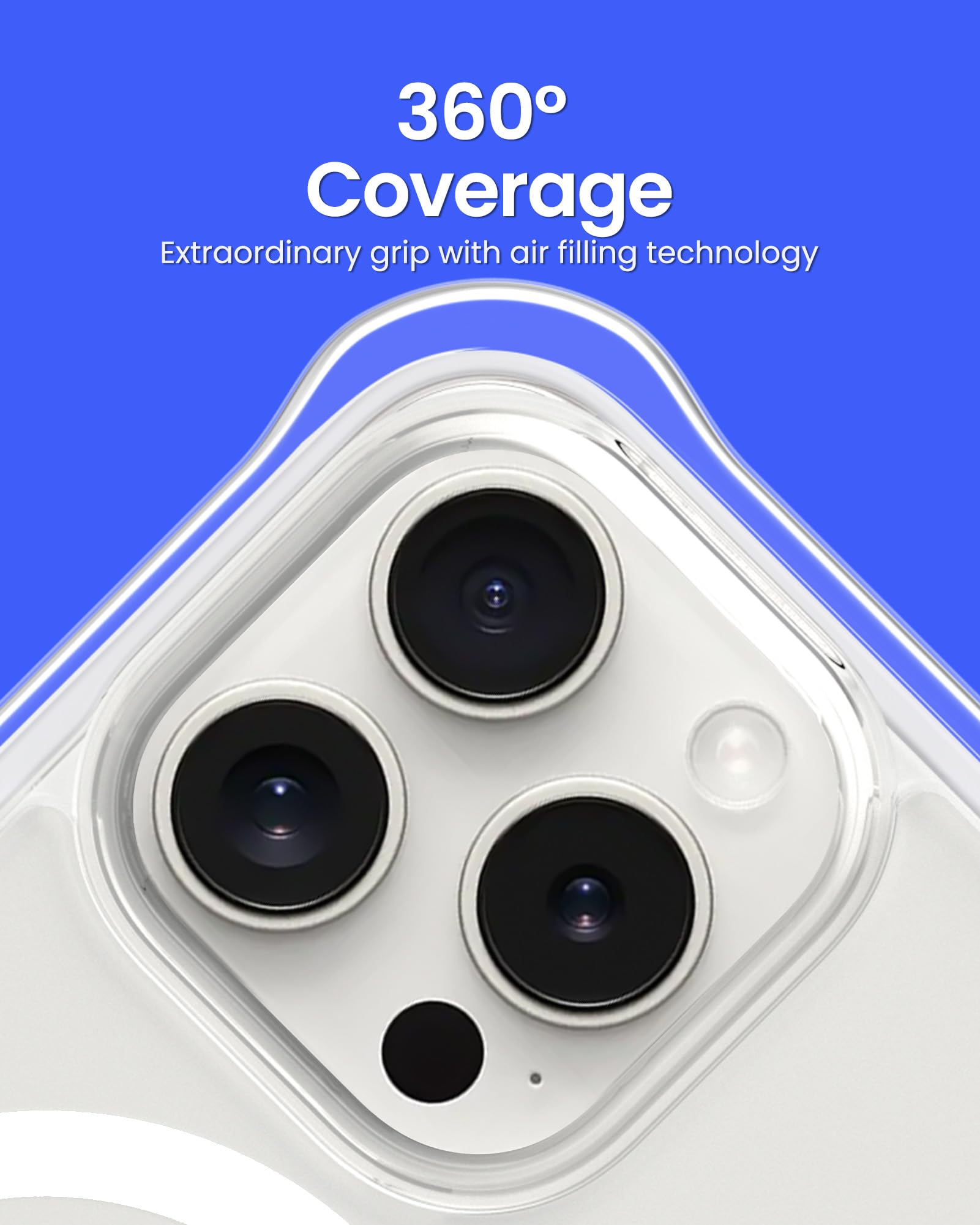 Ornarto Air Case For Iphone 15 Pro Clear, Compatible With Magsafe, Military Grade Drop Protection Cover With Built In Air White