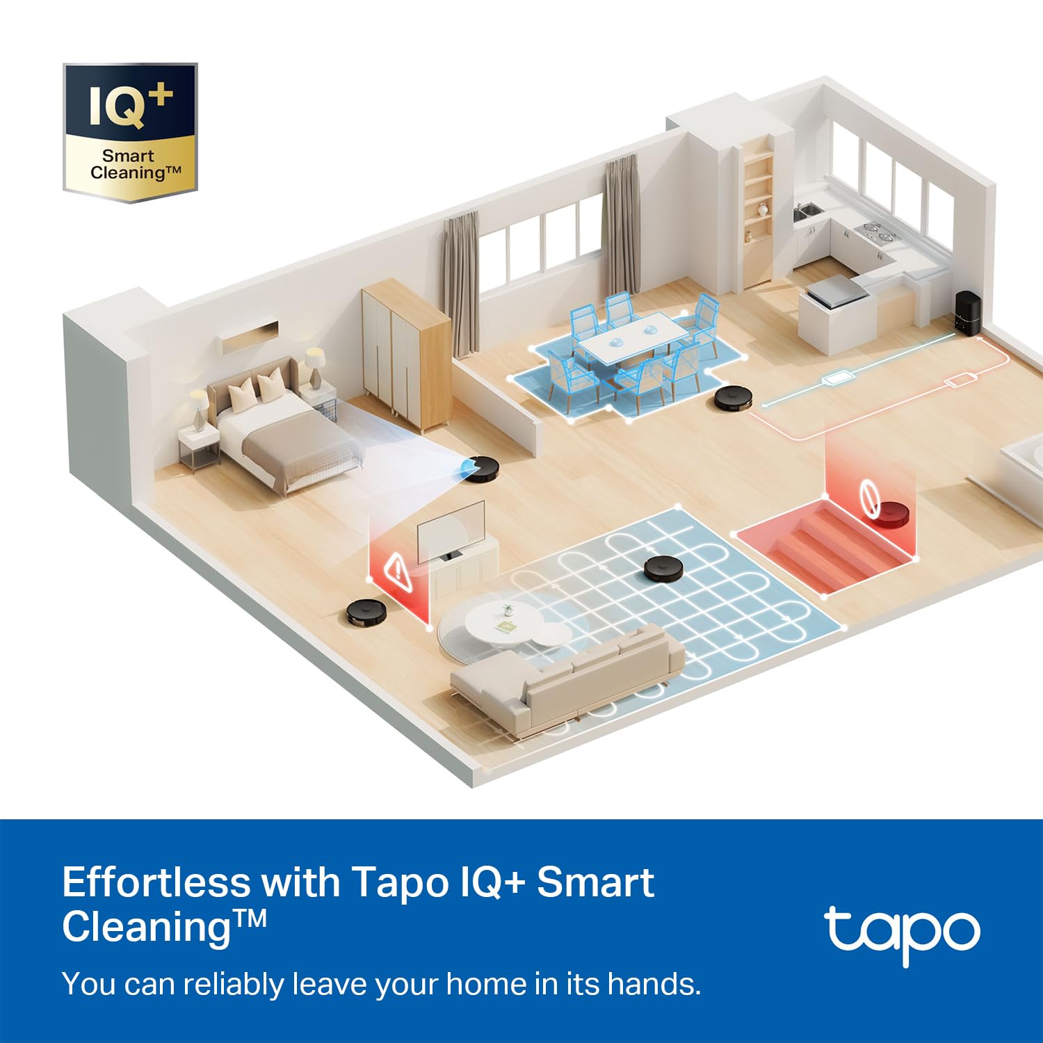 Tapo Lidar Smart Navigation Robot Vacuum And Mop With Self Emptying Dock, 5300Pa Max, 97%+ Dust Pickup Rate, Customizable Cleani