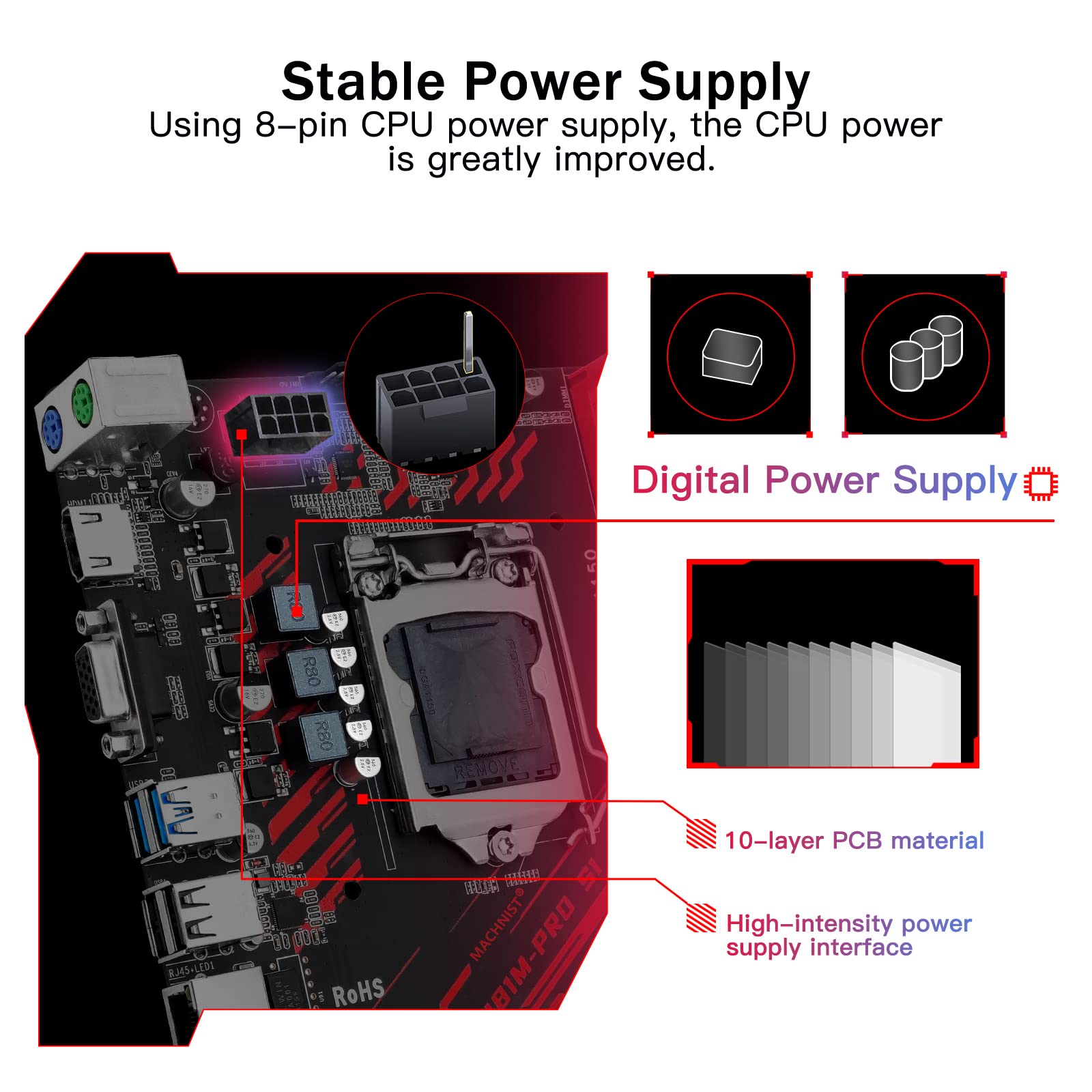 Machinist Lga 1150 Motherboard, H81 Micro Atx Intel 4Th Gen Gaming Motherboard For Desktop Pc Support 1333/1600Mhz Ddr3 Dual Cha