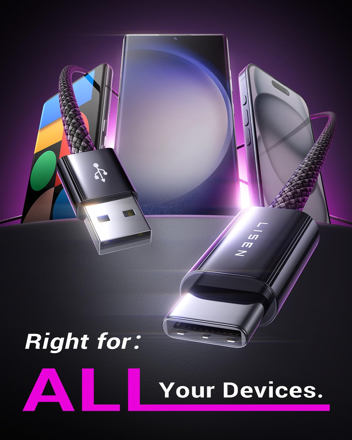 Lisen For Iphone 15 Charger Cord, [6.6Ft, 2 Pack] Fast Charging Usb To Usb C Cable For Iphone 15 Apple Usb C Cable 6Ft For Iphon